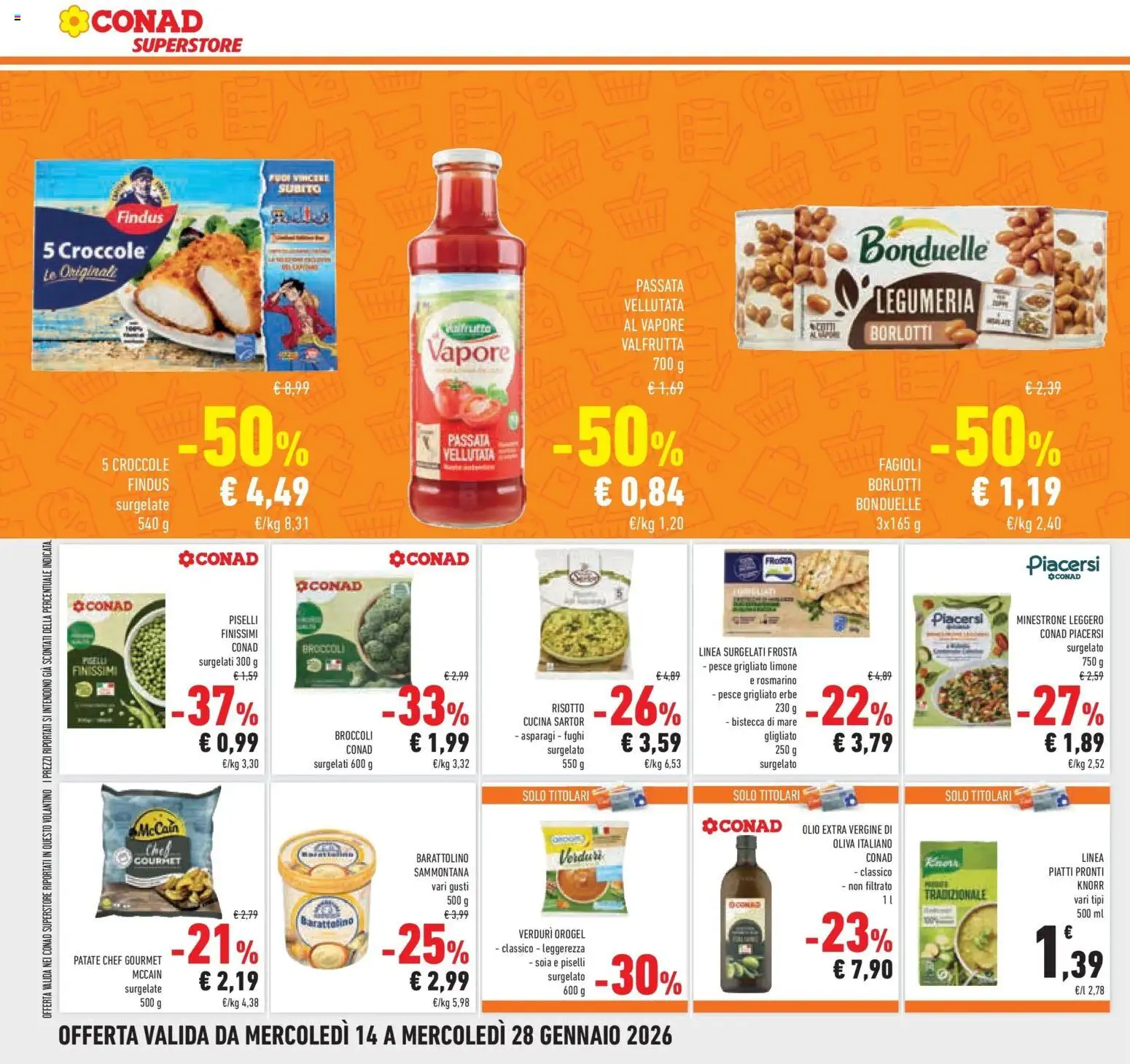 Volantino Conad del 14.01.2026 | Pagina: 8 | Prodotti: Minestrone, Pesce, Olio, Asparagi