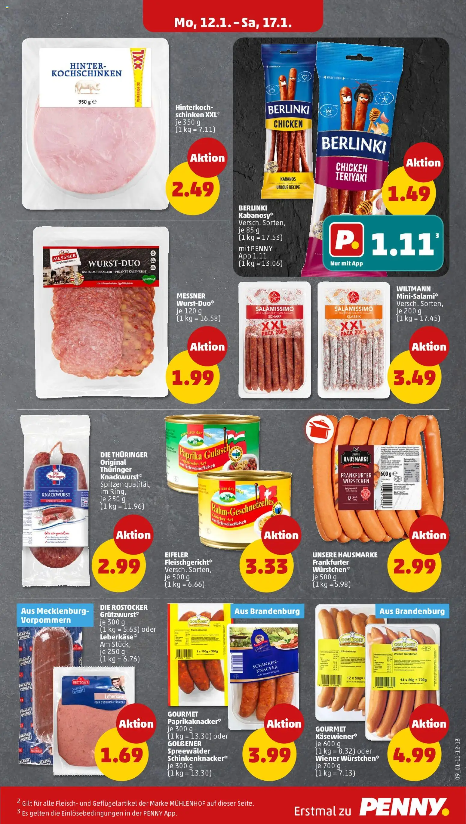 Penny Prospekt 	 – gültig ab 12.01.2026 | Seite: 11 | Produkte: Wiener wurstchen, Wurst, Schweinefleisch, Leberkase