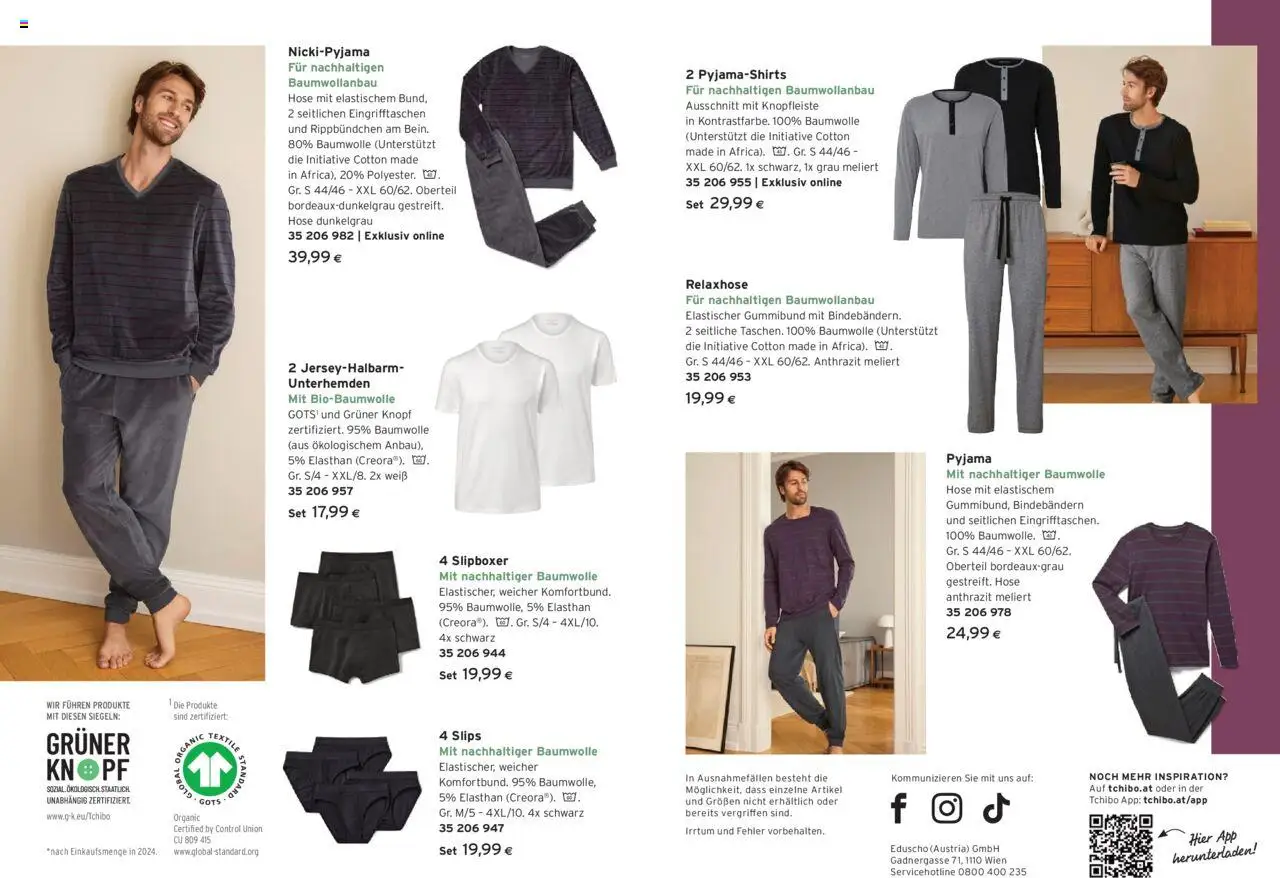 Tchibo Eduscho Sanft umhüllt Tag- & Nachtwäsche gültig ab 17.09.2025 | Seite: 15 | Produkte: Hose, Pyjama