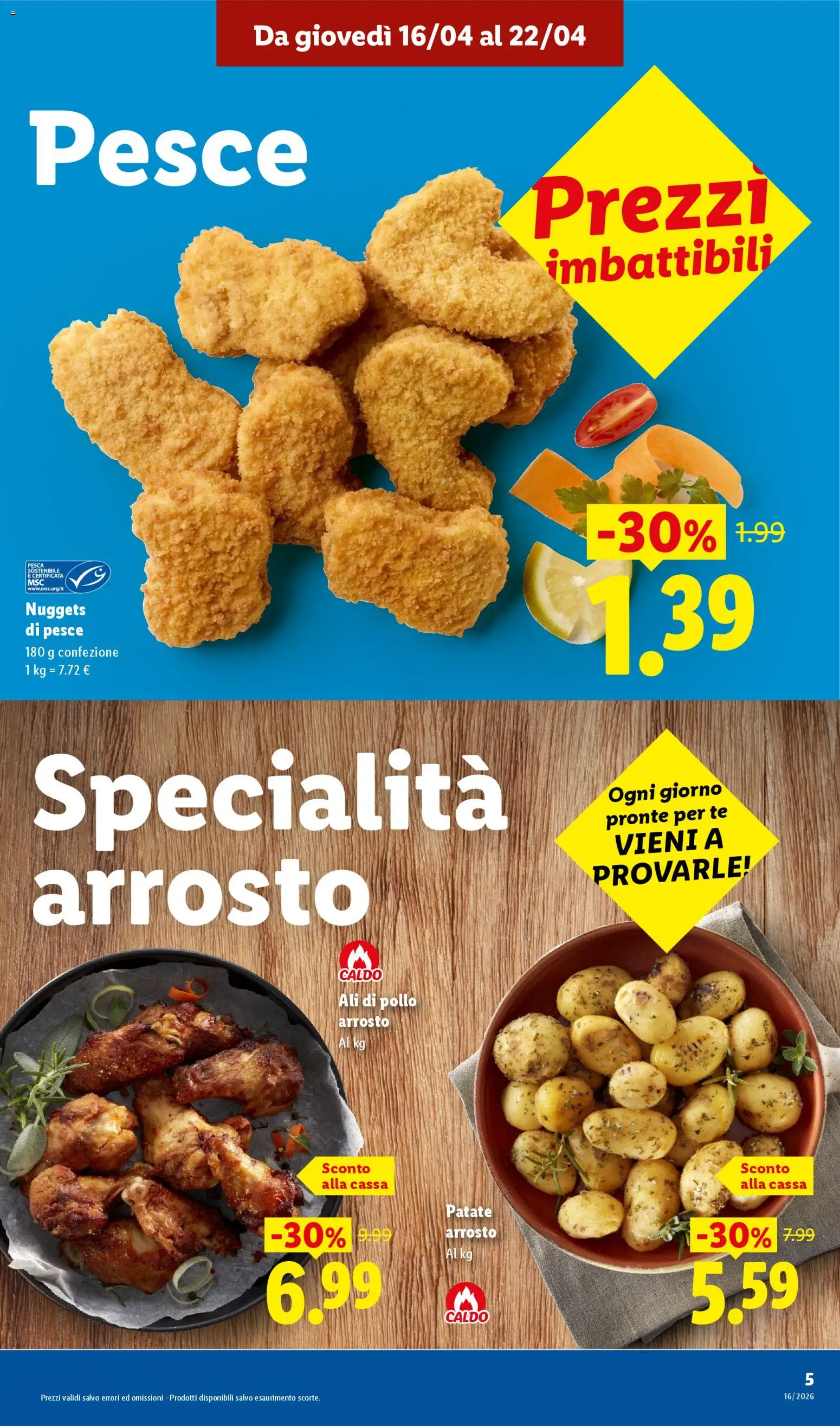 Volantino Lidl del 16.04.2026 | Pagina: 5 | Prodotti: Arrosto, Pollo, Pesce, Tè