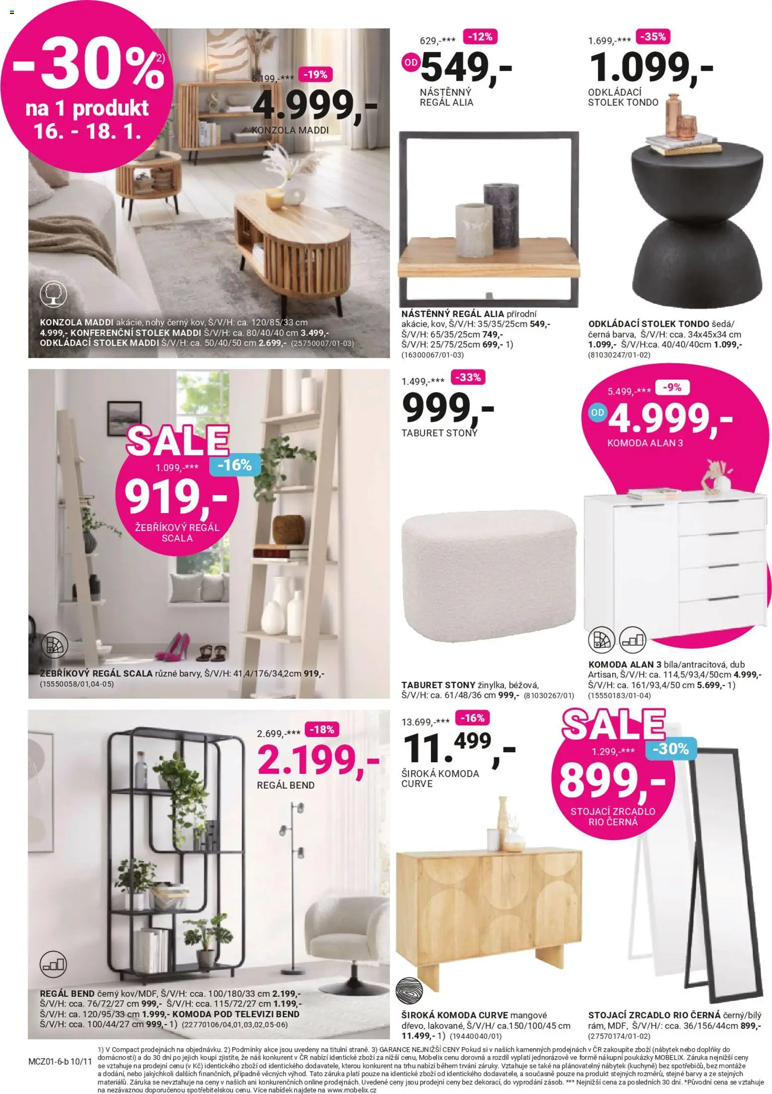 Möbelix leták od 12.01.2026 | Strana: 10 | Produkty: Taburet, Odkládací stolek, Komoda, Zrcadlo