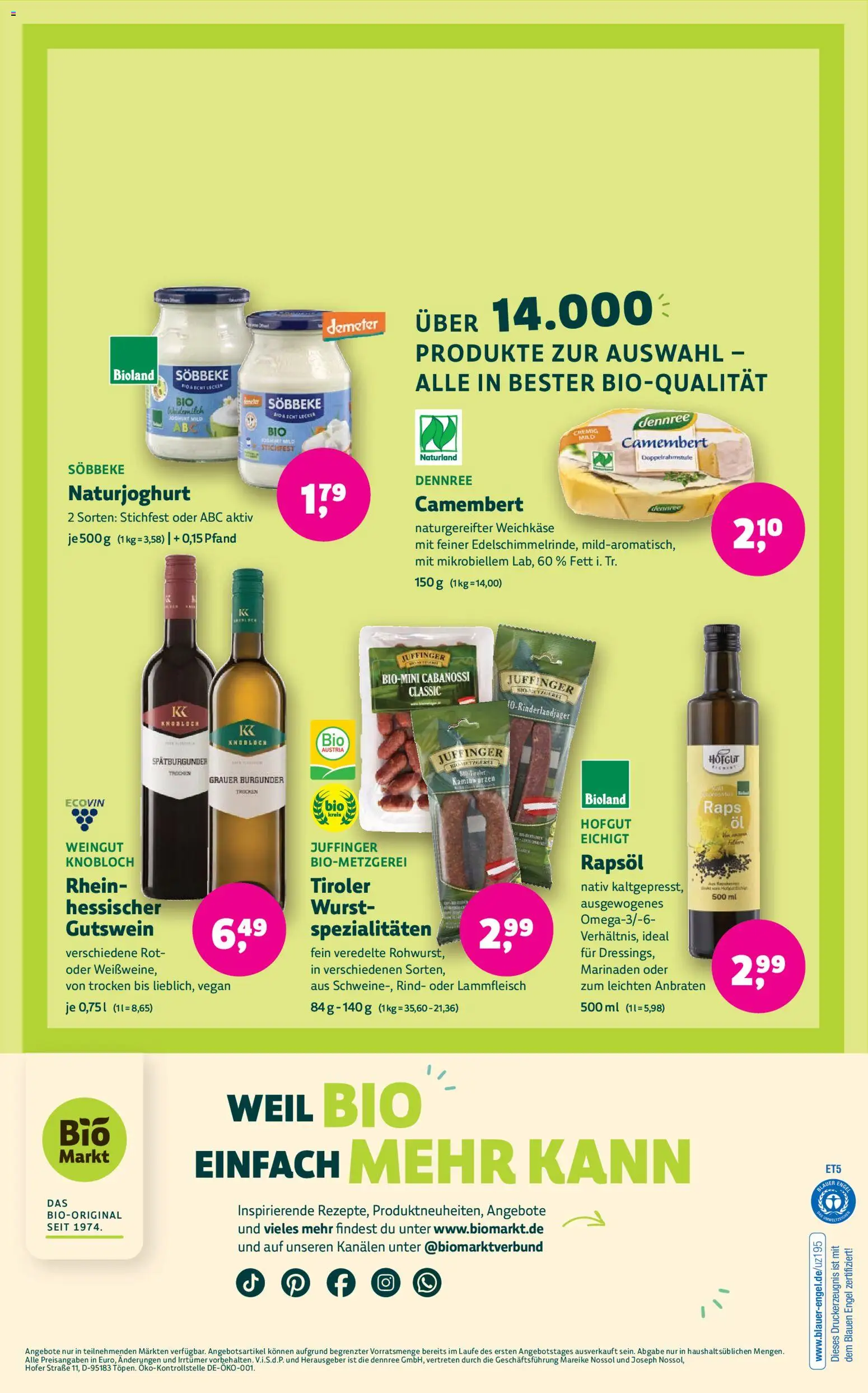 BioMarkt Prospekt – gültig ab 25.02.2026 | Seite: 12 | Produkte: Rapsöl, Wurst