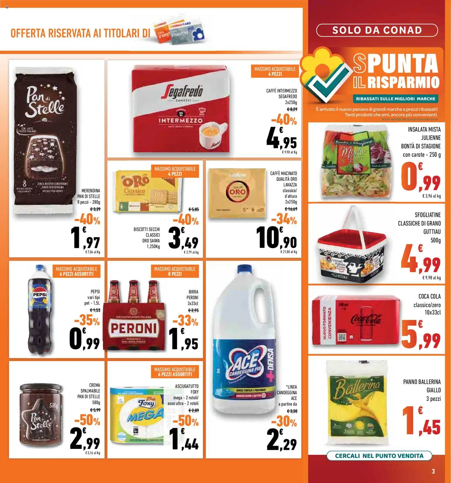 Volantino Conad del 11.03.2026 | Pagina: 3 | Prodotti: Caffè, Biscotti, Insalata, Macinato