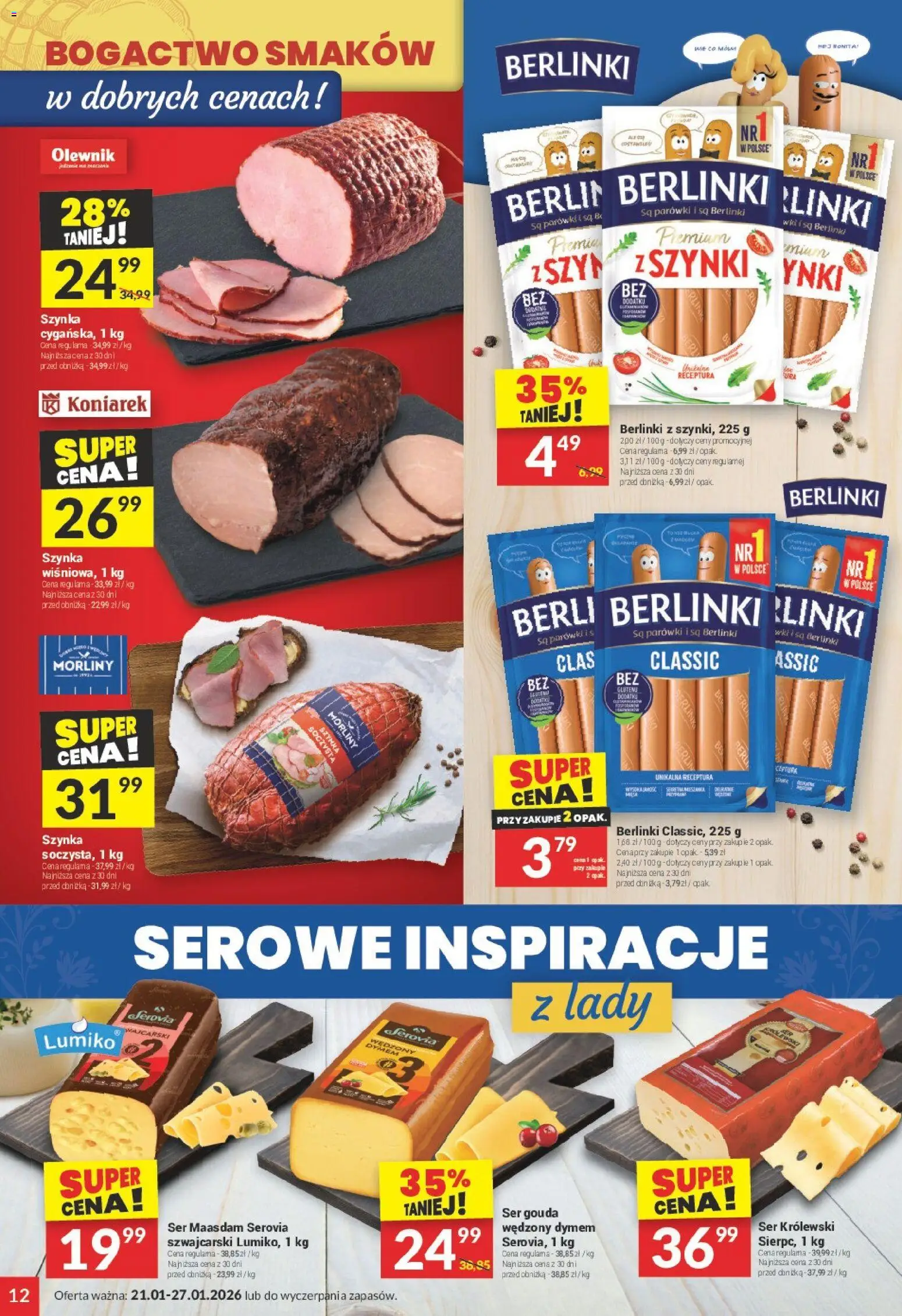 Twój Market Gazetka od 21.01.2026 | Strona: 12 | Produkty: Parówki, Szynka, Ser, Ser gouda