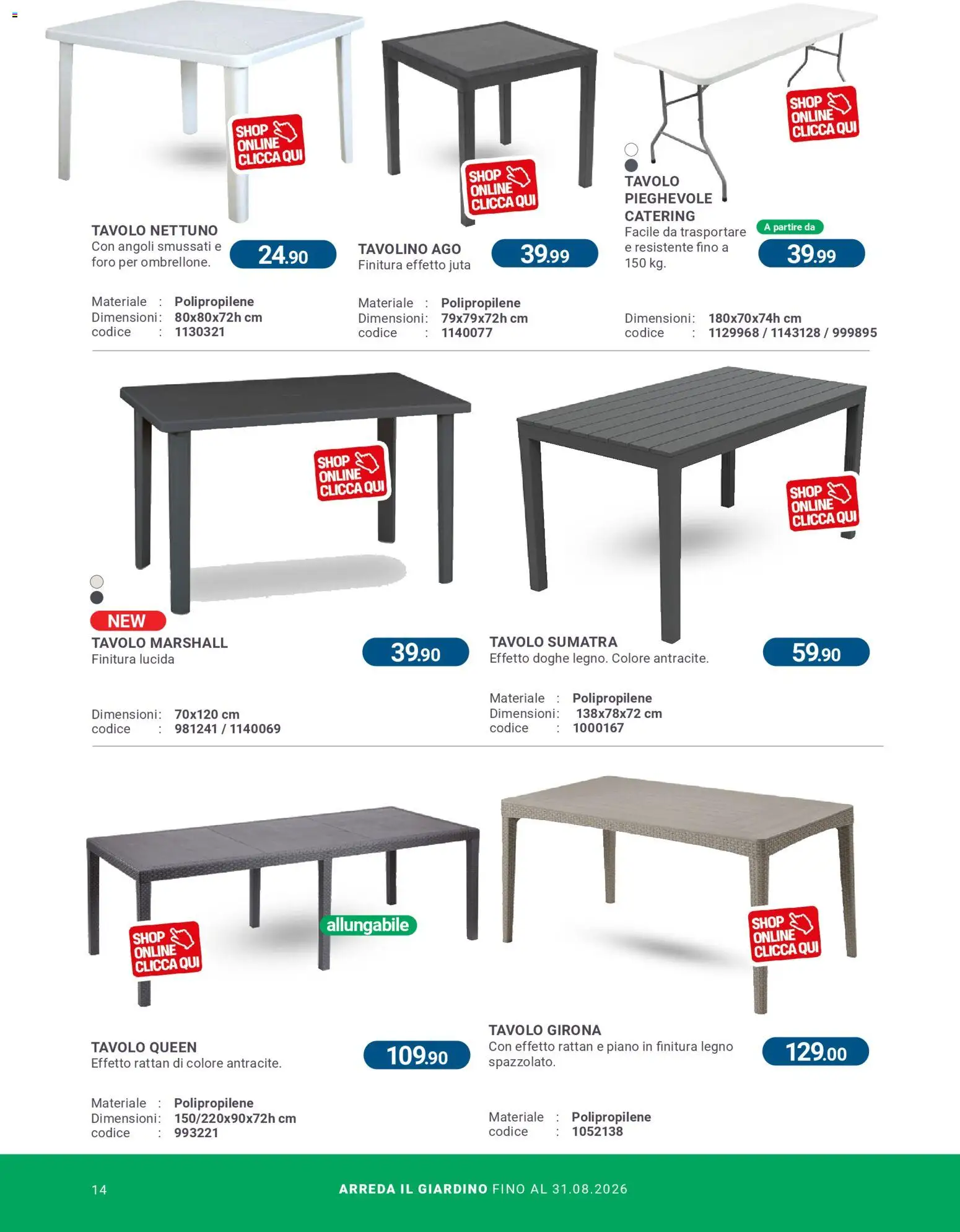 Volantino CFadda del 08.04.2026 | Pagina: 14 | Prodotti: Tavolino, Tavolo