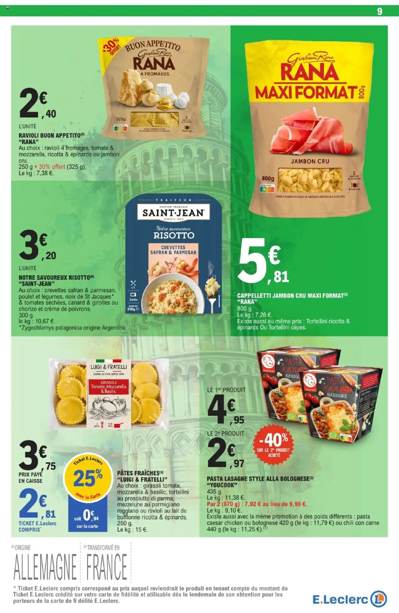 {H1} | Page: 9 | Produits: Jambon Cru, Parmesan, Safran, Ricotta