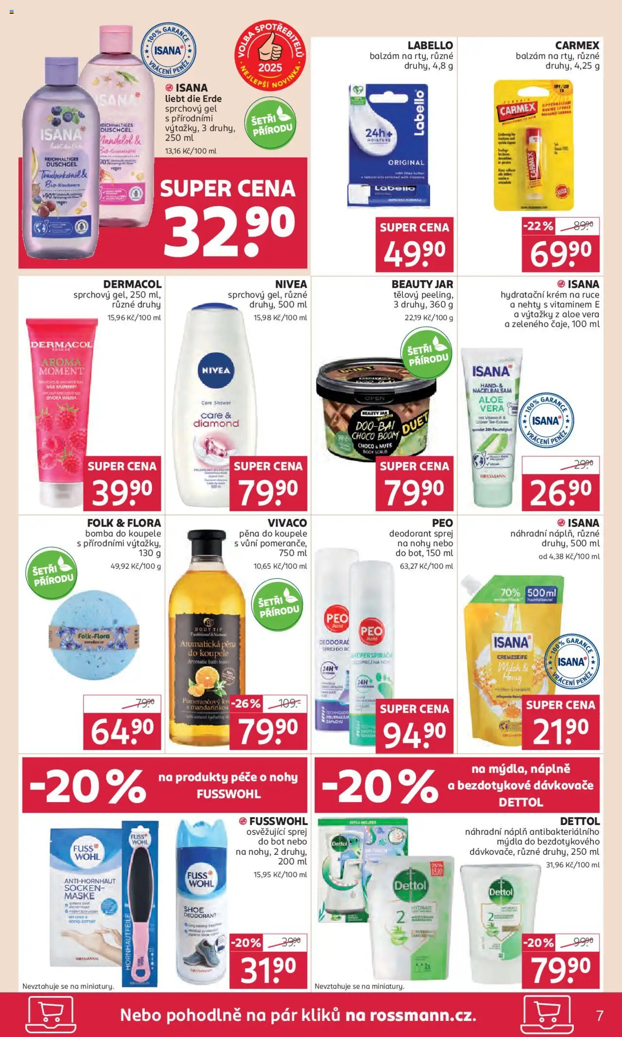 Rossmann leták od 10.09.2025 | Strana: 7 | Produkty: Sprchový gel, Deodorant, Hydratační krém, Flora