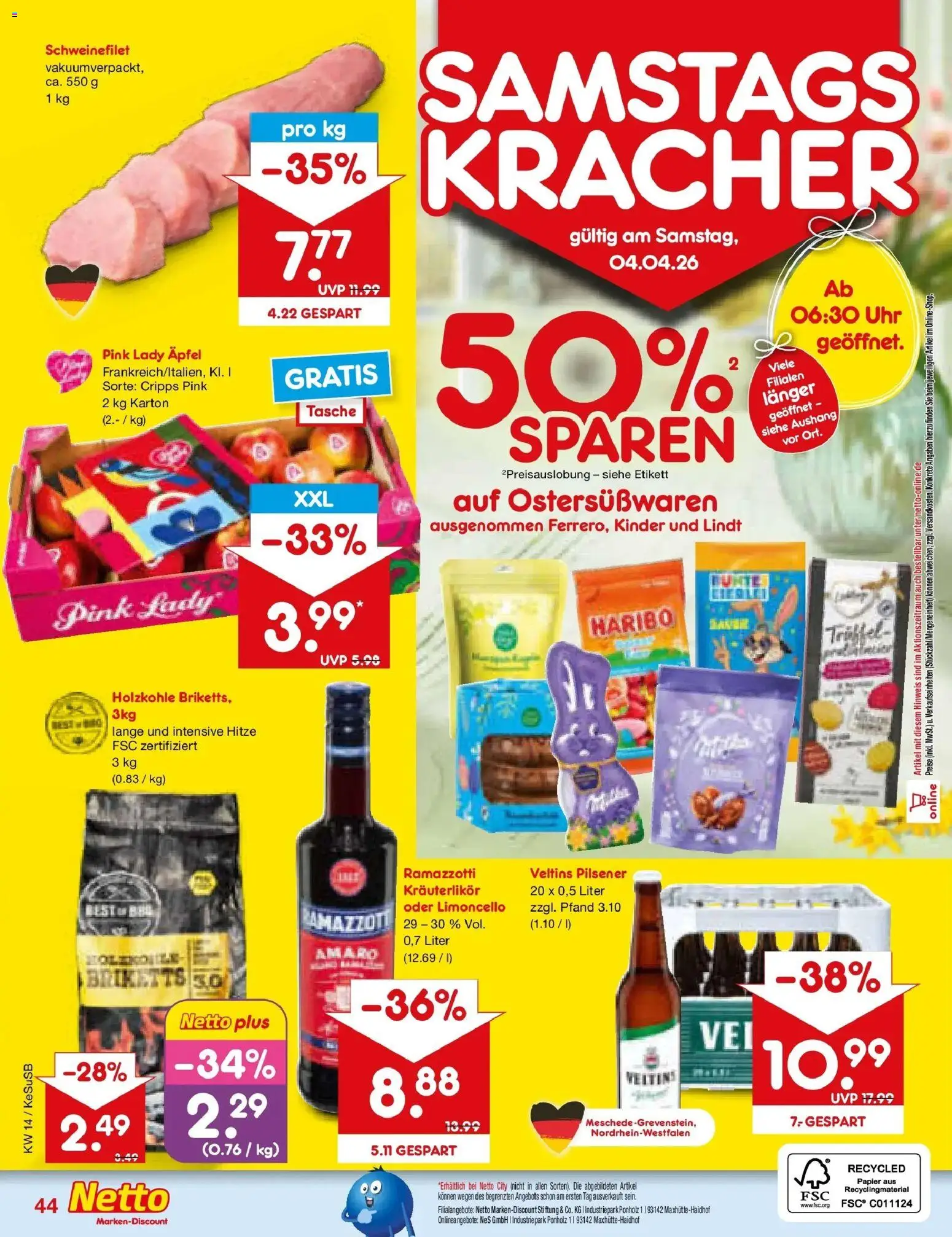Netto Marken-Discount Prospekt Kruft	 – gültig ab 30.03.2026 | Seite: 58 | Produkte: Haribo, Äpfel, Schweinefilet, Limoncello