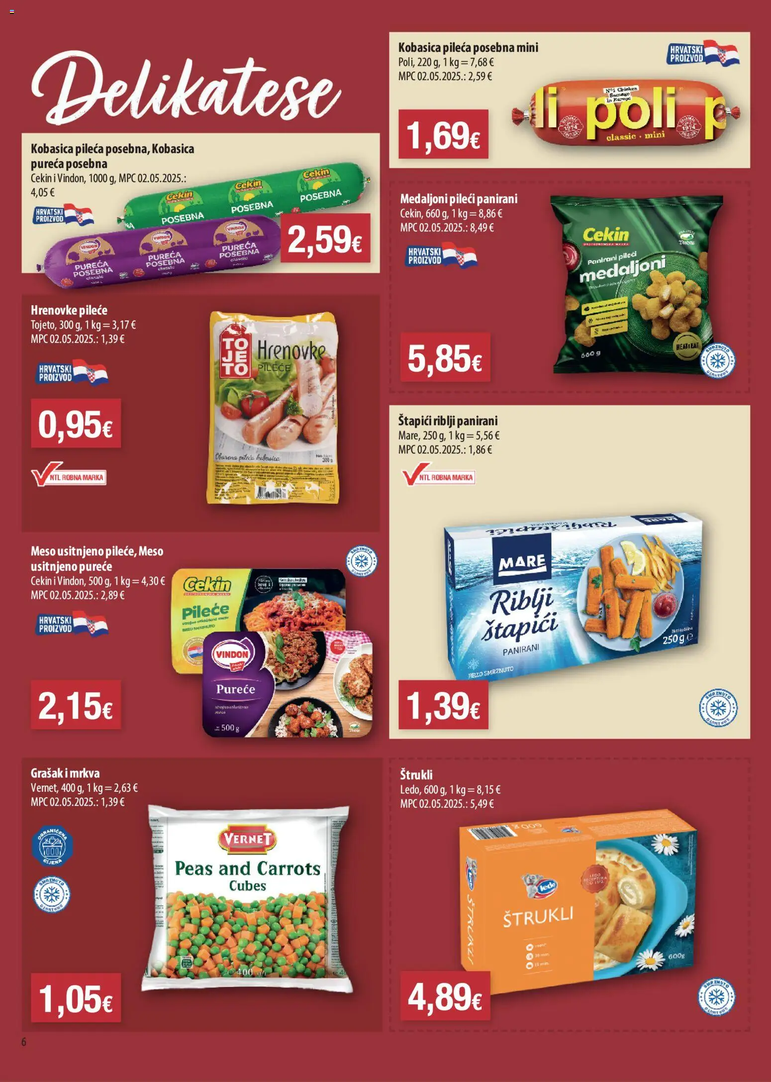 NTL katalog | vrijedi od 15.04.2026 | Stranica: 6 | Proizvodi: Meso, Hrenovke, Kobasica, Grašak