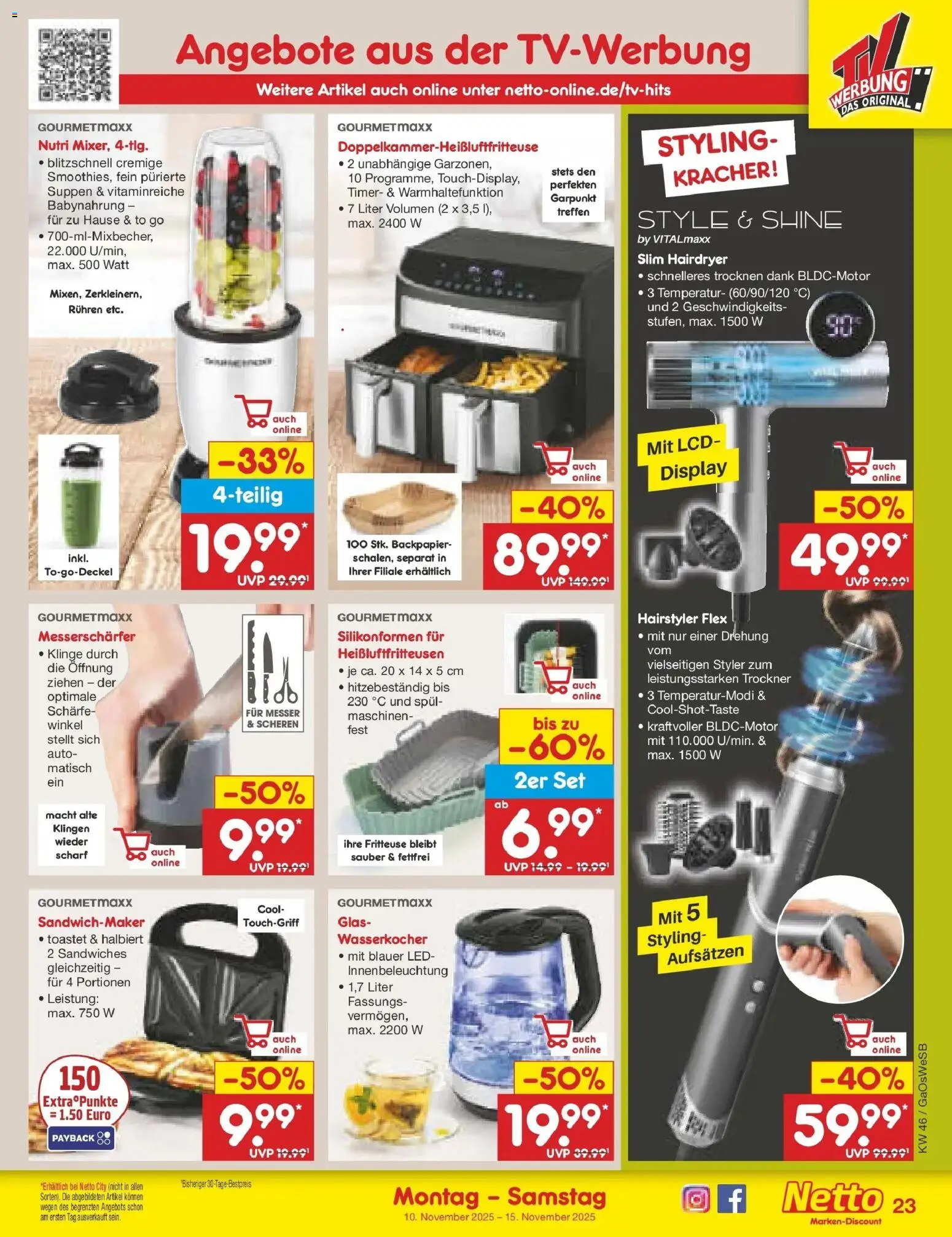 Netto Marken-Discount - Netto: Wochenangebote – gültig ab 10.11.2025 | Seite: 25 | Produkte: Wasserkocher, Sandwichmaker, Babynahrung, Fritteuse