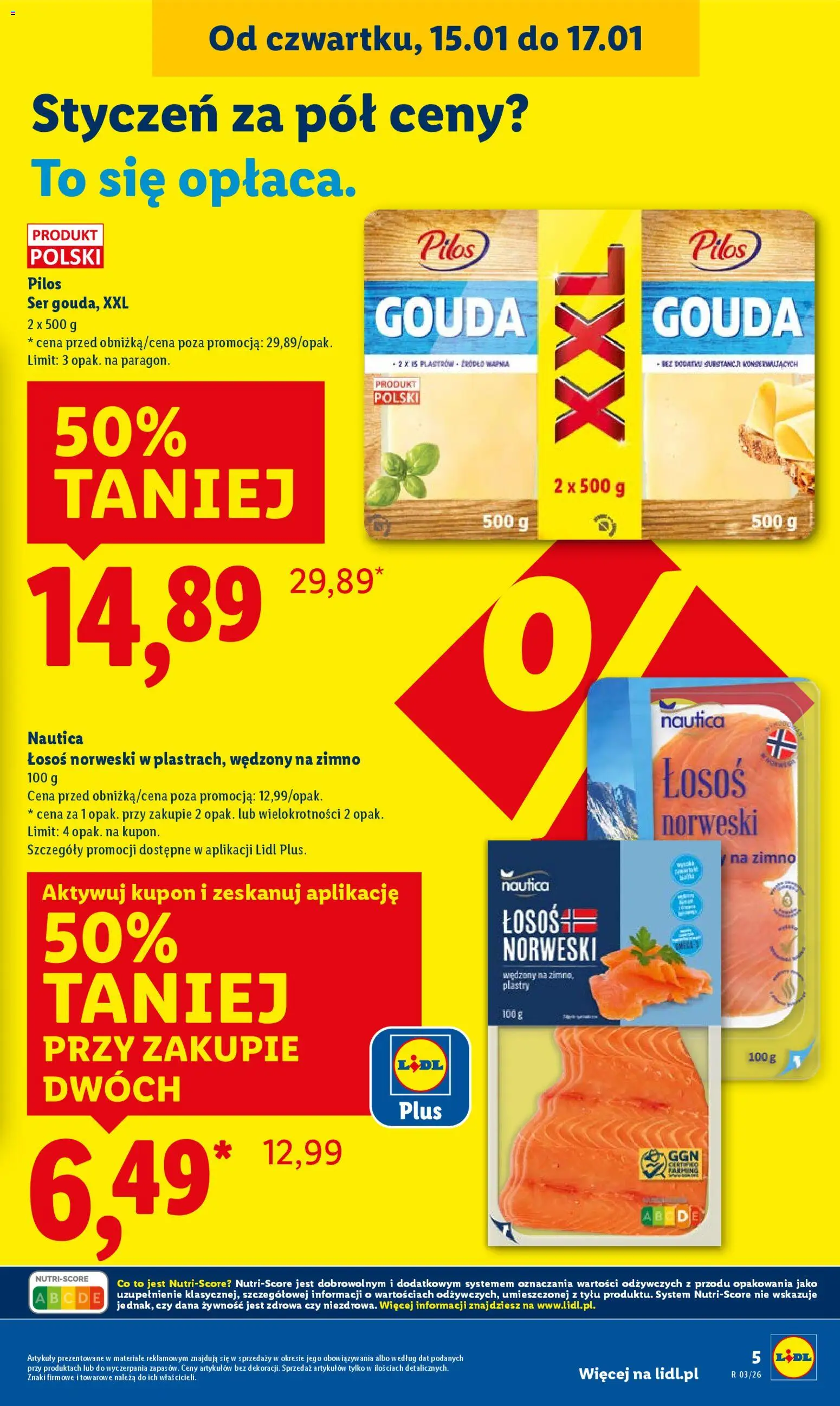 Lidl Gazetka od 15.01.2026 | Strona: 5 | Produkty: Łosoś, Łosoś norweski, Ser