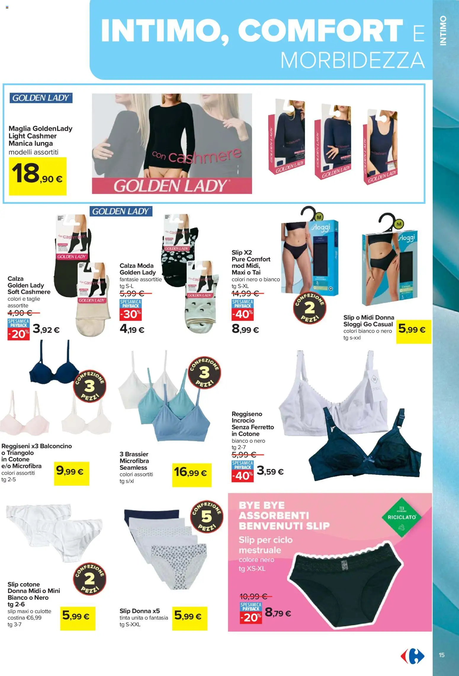 Volantino Carrefour del 27.12.2025 | Pagina: 15 | Prodotti: Intimo, Reggiseno, Slip