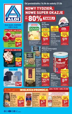 Aldi Gazetka od 16.06.2025 | Strona: 1 | Produkty: Kiełbasa, Piżama, Galaretka, Kiełbasa śląska