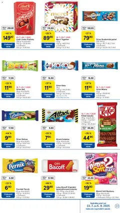 Tesco leták - Hypermarket od 23.07.2025 | Strana: 23 | Produkty: Lindt, Perník, Lotus, Sušenky