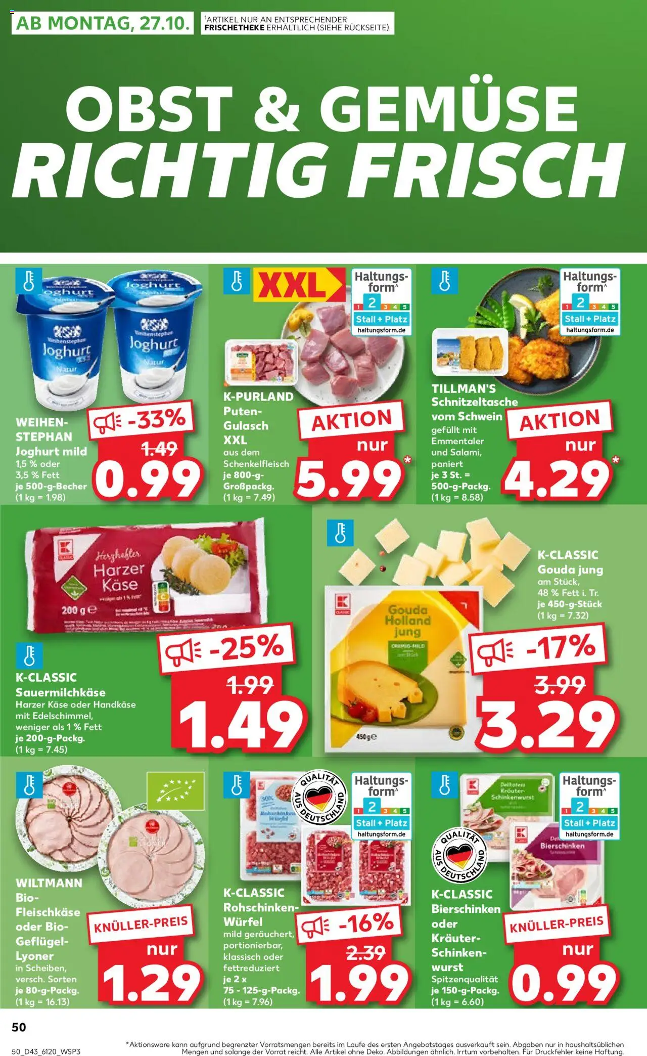 Kaufland prospekt Bremen	 – gültig ab 23.10.2025 | Seite: 50 | Produkte: Käse, Gouda, Gulasch, Wurst