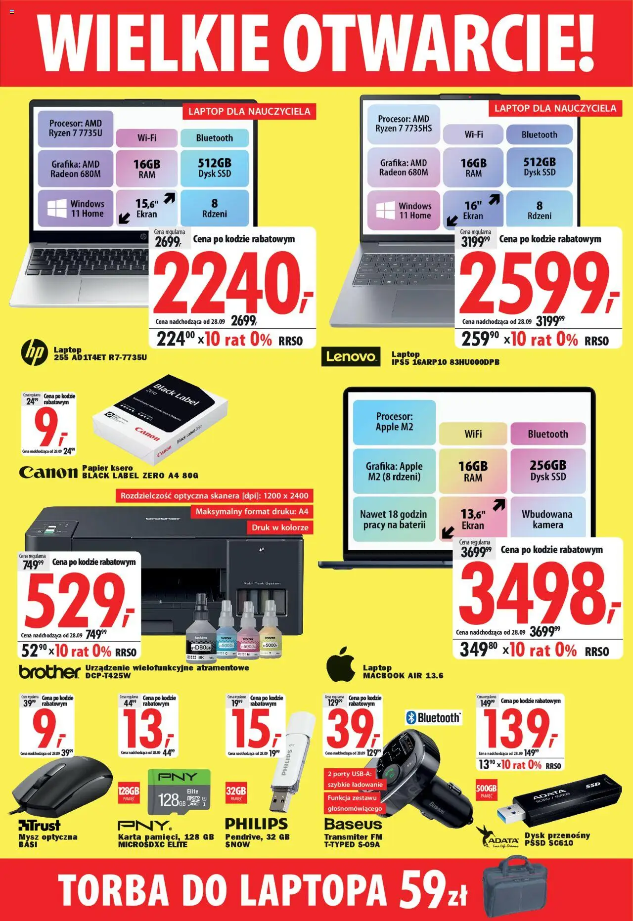 Mediaexpert Gazetka - Wielkie otwarcie Gorzów Wielkopolski od 18.09.2025 | Strona: 5 | Produkty: Laptop, Dysk, Torba, Papier ksero