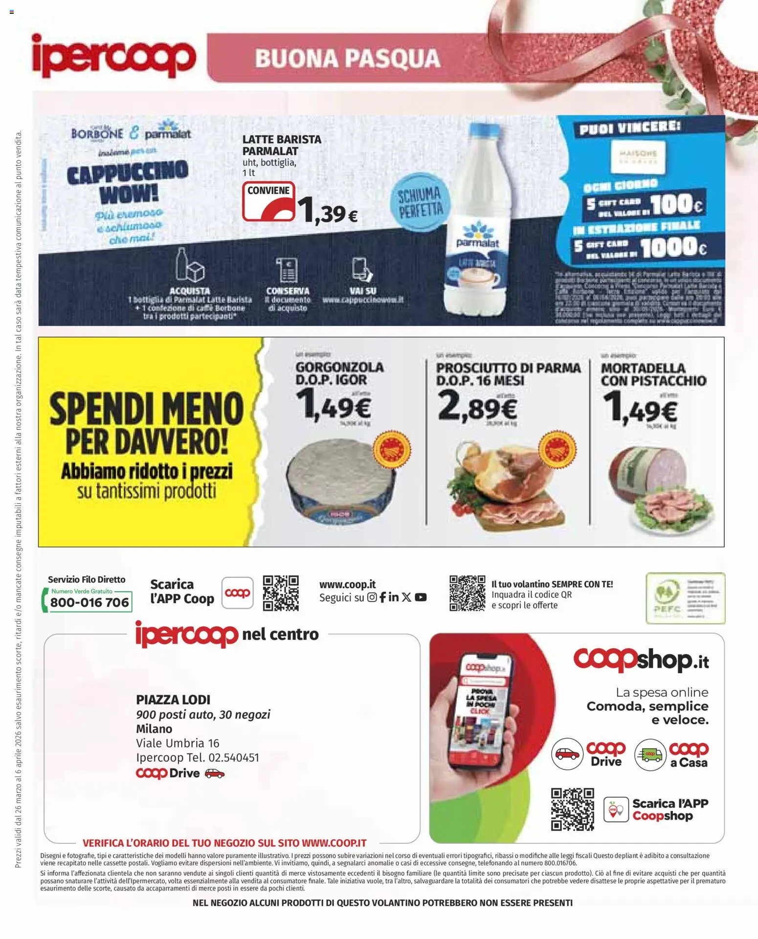 Volantino Ipercoop del 26.03.2026 | Pagina: 47 | Prodotti: Tè, Latte, Gorgonzola, Bottiglia