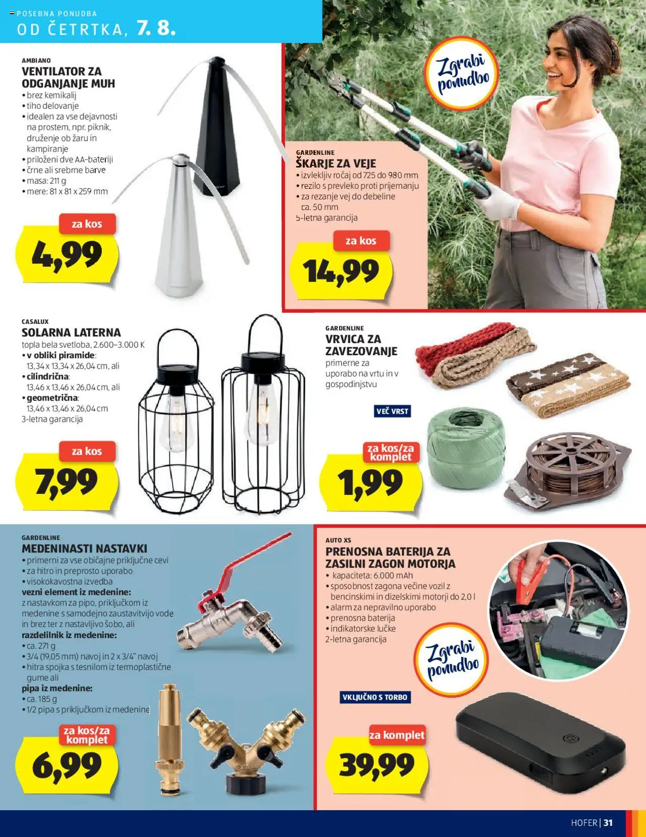 Hofer katalog │ velja od 31.07.2025 | Stran: 31 | Izdelki: Baterija, Ventilator, Kos, Razdelilnik