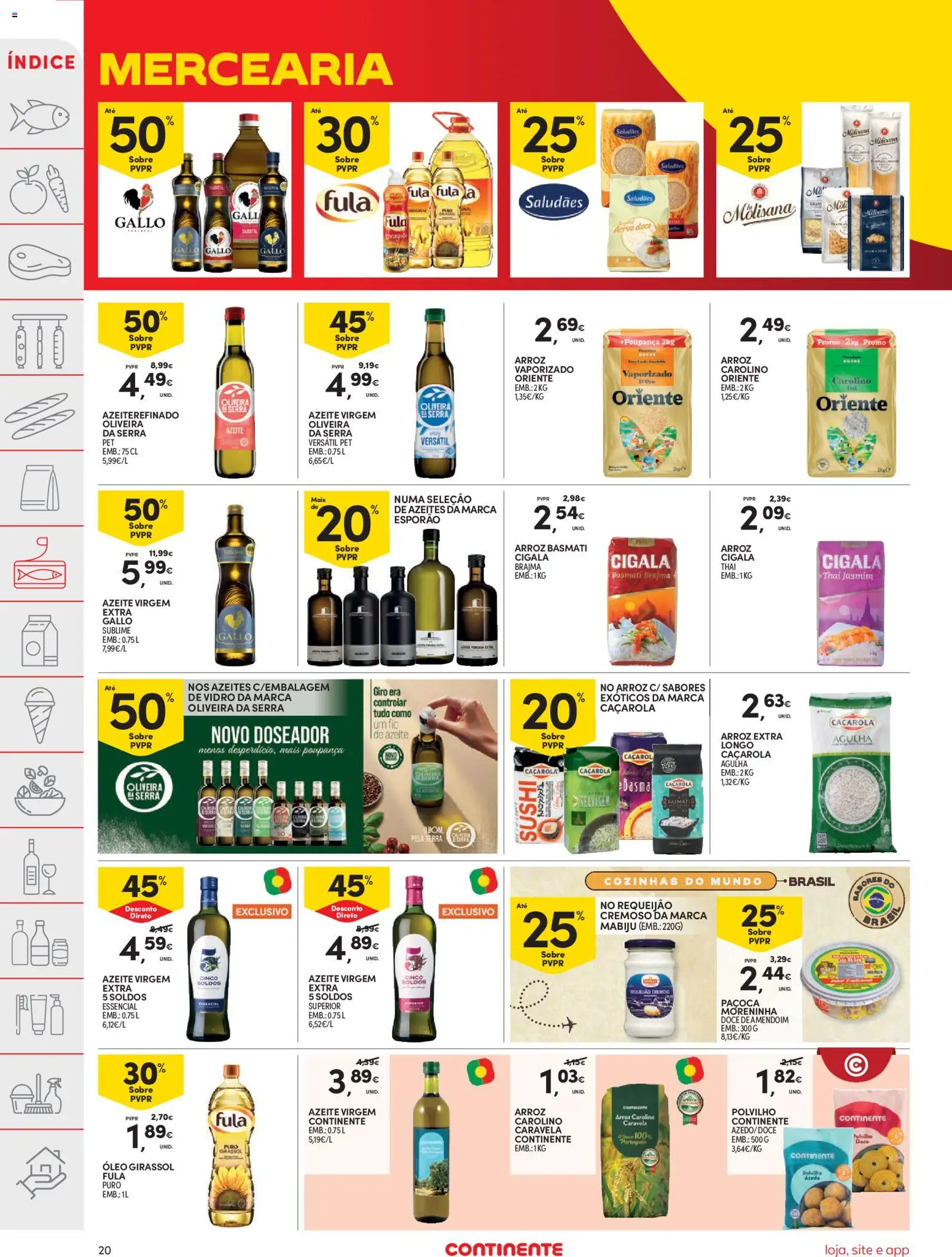 Continente folheto │ válido de 11.11.2025 | Página: 20 | Produtos: Cream cheese, Arroz basmati, Óleo, Arroz