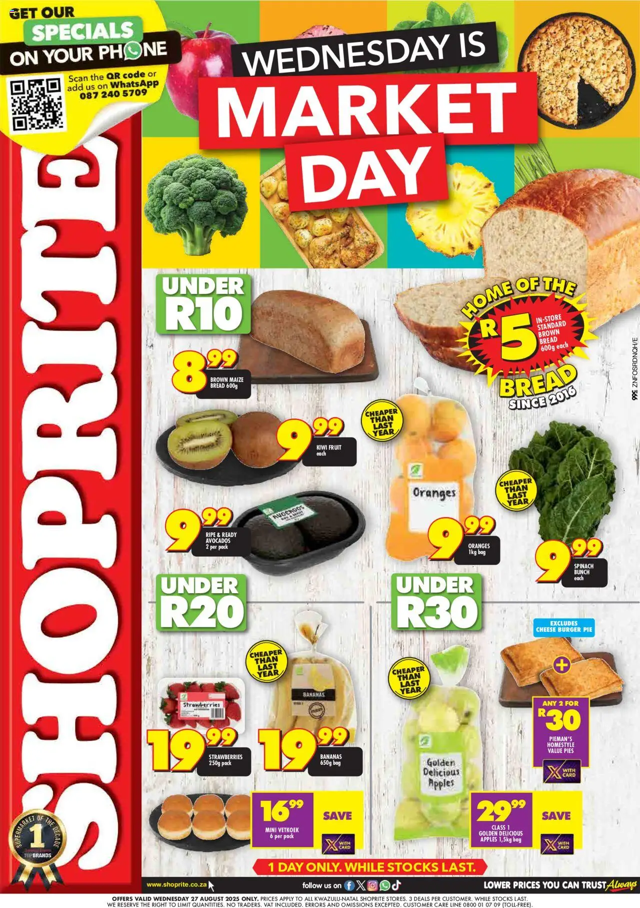 Shoprite KwaZulu-Natal - Market Day Deals │ valid from 27.08.2025 | Page: 1 | Products: Bread, Bananas, Strawberries, Fruit