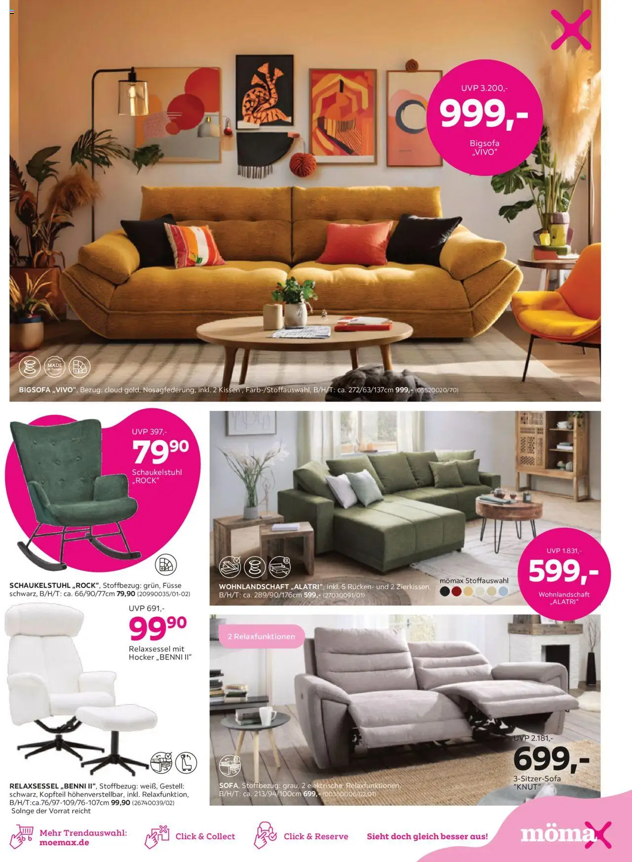 Mömax bis zu -25% auf fast Ihren gesamten Einkauf – gültig ab 15.09.2025 | Seite: 3 | Produkte: Wohnlandschaft, Bigsofa, Hocker, Relaxsessel