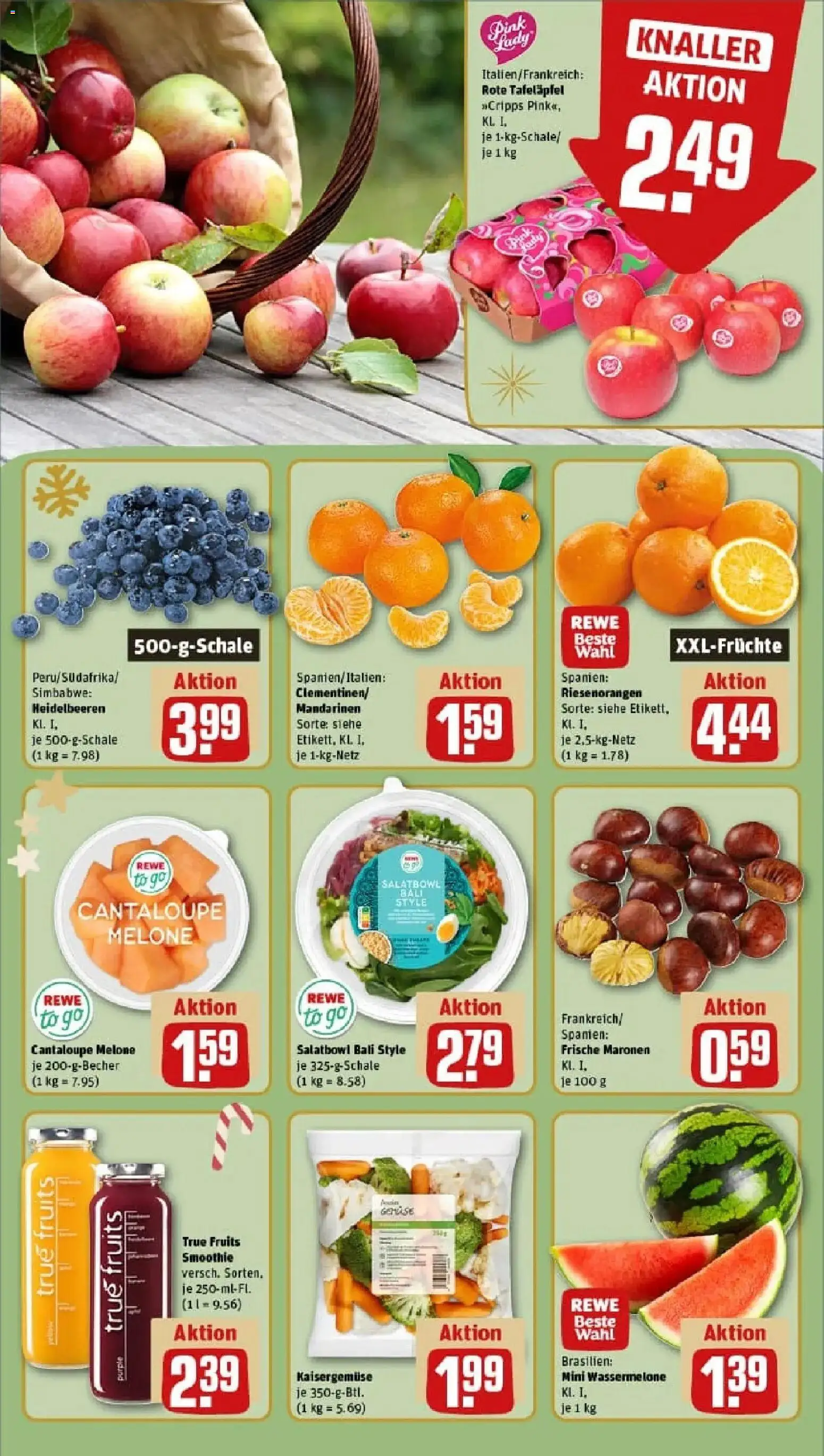 Rewe prospekt Hanau	 – gültig ab 23.11.2025 | Seite: 8 | Produkte: Mandarinen, Heidelbeeren, Wassermelone, Melone
