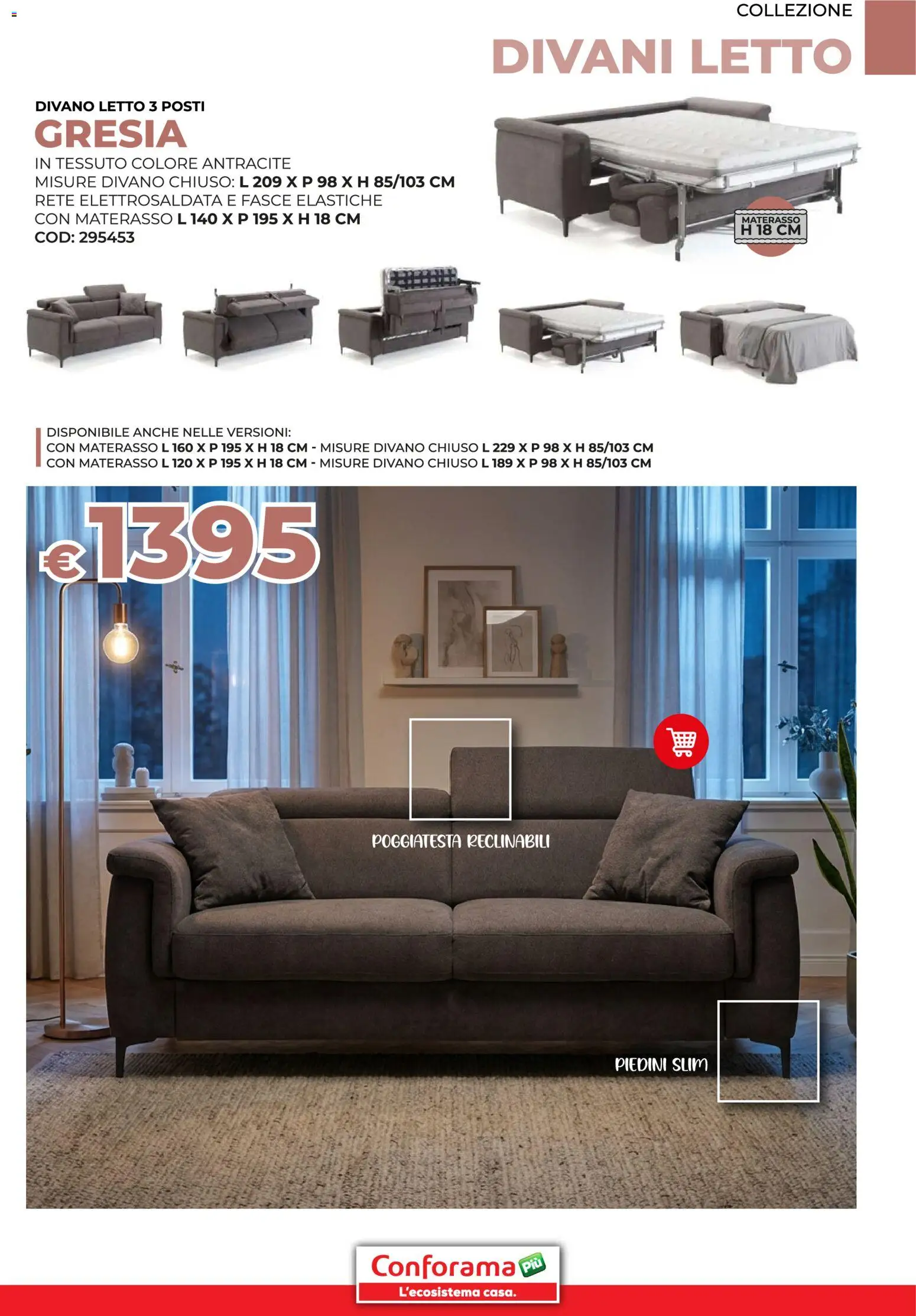 Volantino Conforama del 11.02.2026 | Pagina: 11 | Prodotti: Divano letto, Letto, Materasso, Divano