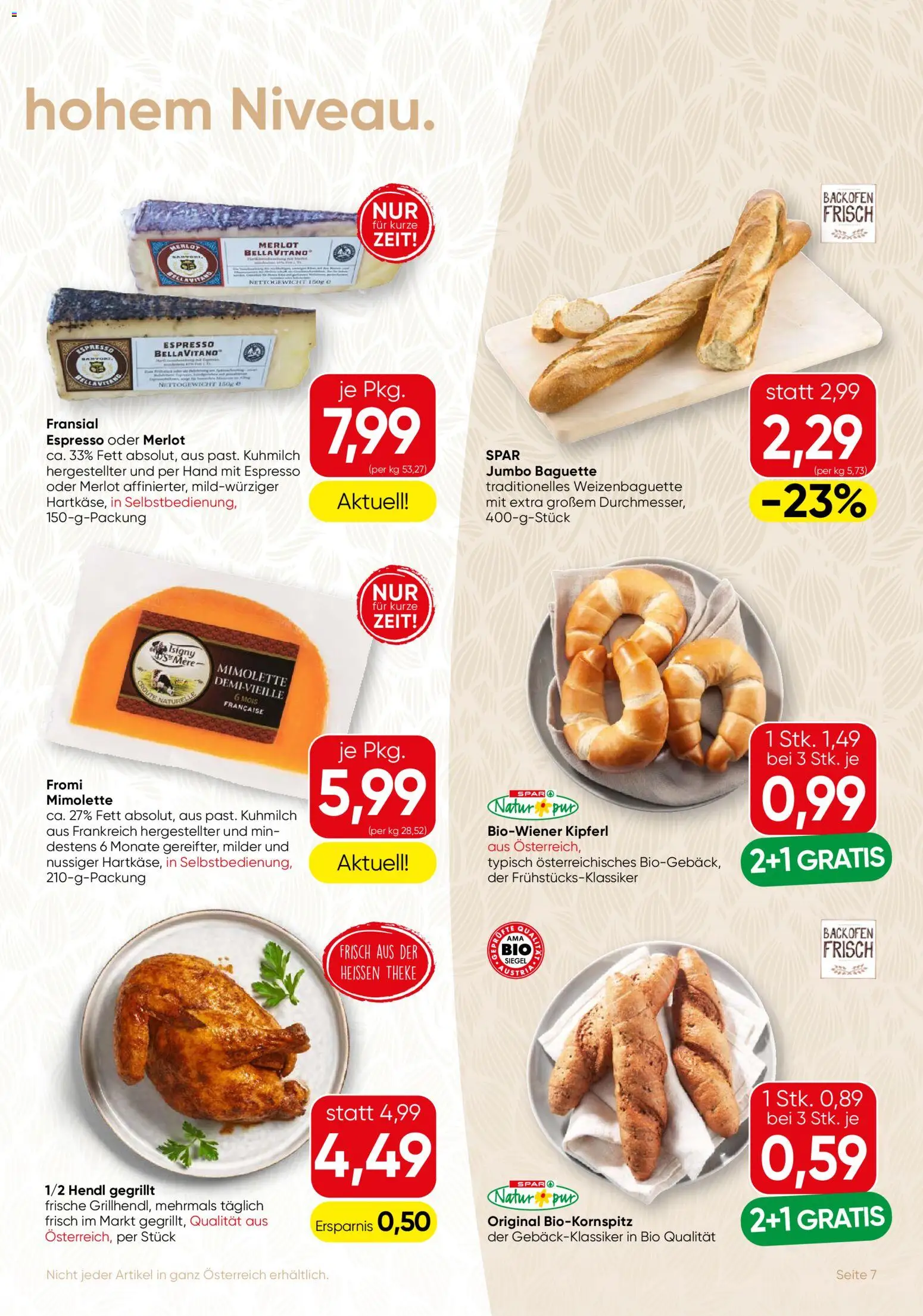SPAR Gourmet Flugblatt gültig ab 23.04.2026 | Seite: 7 | Produkte: Jääkaappipakastin