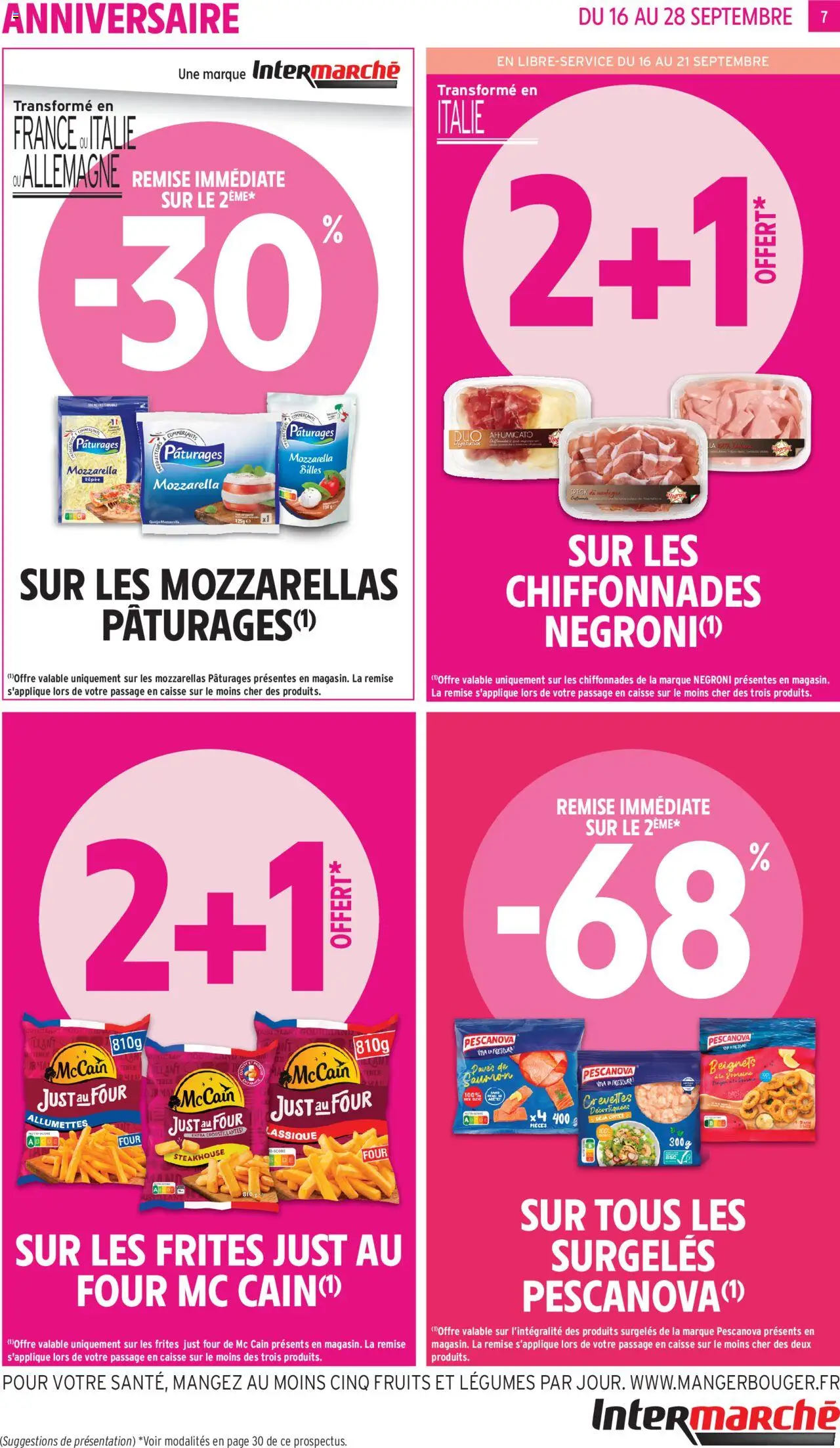 | Page: 7 | Produits: Mozzarella râpée, Four, Frites, Mozzarella