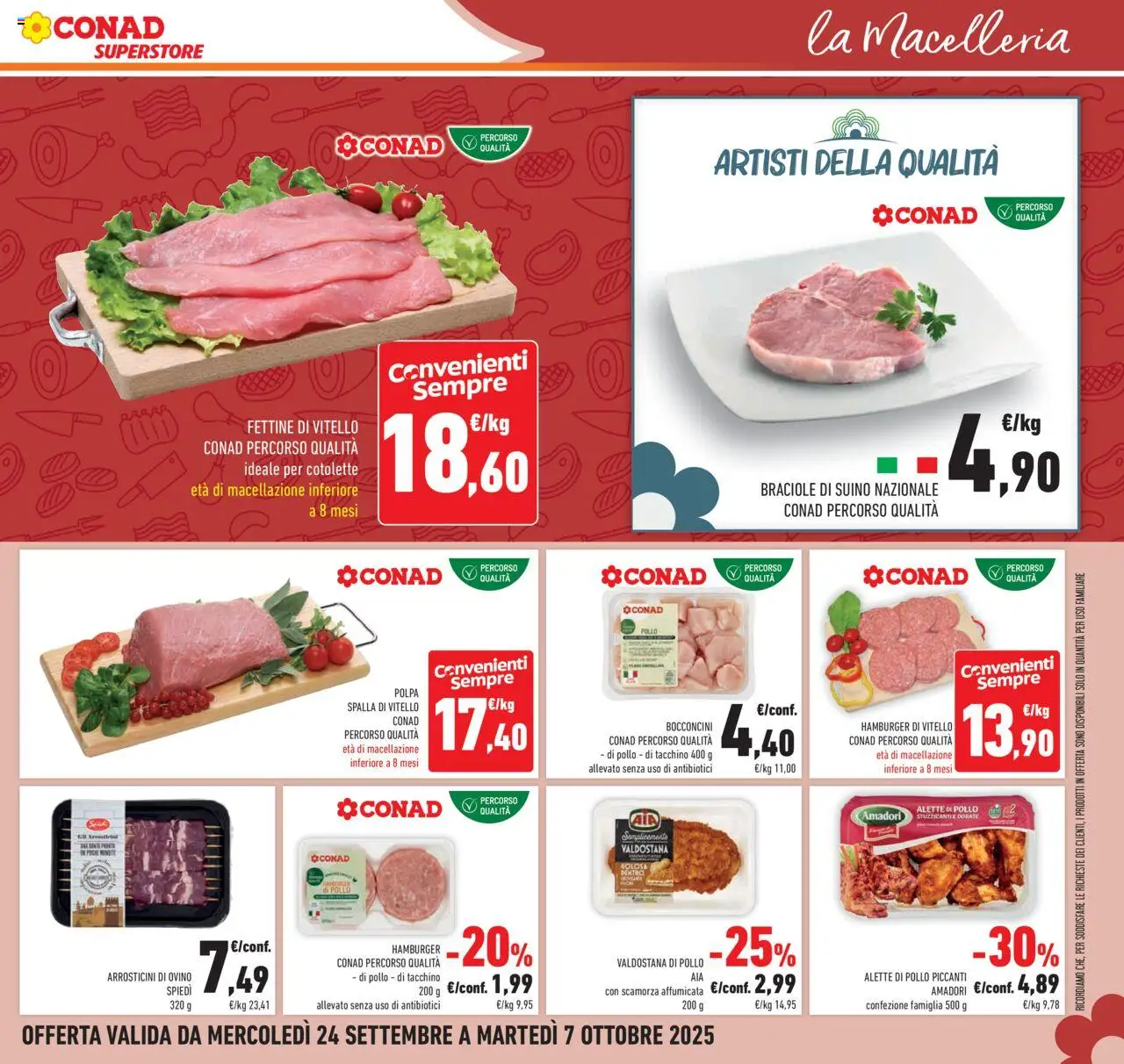 Volantino Conad del 24.09.2025 | Pagina: 15 | Prodotti: Suino, Tacchino, Arrosticini, Ovino