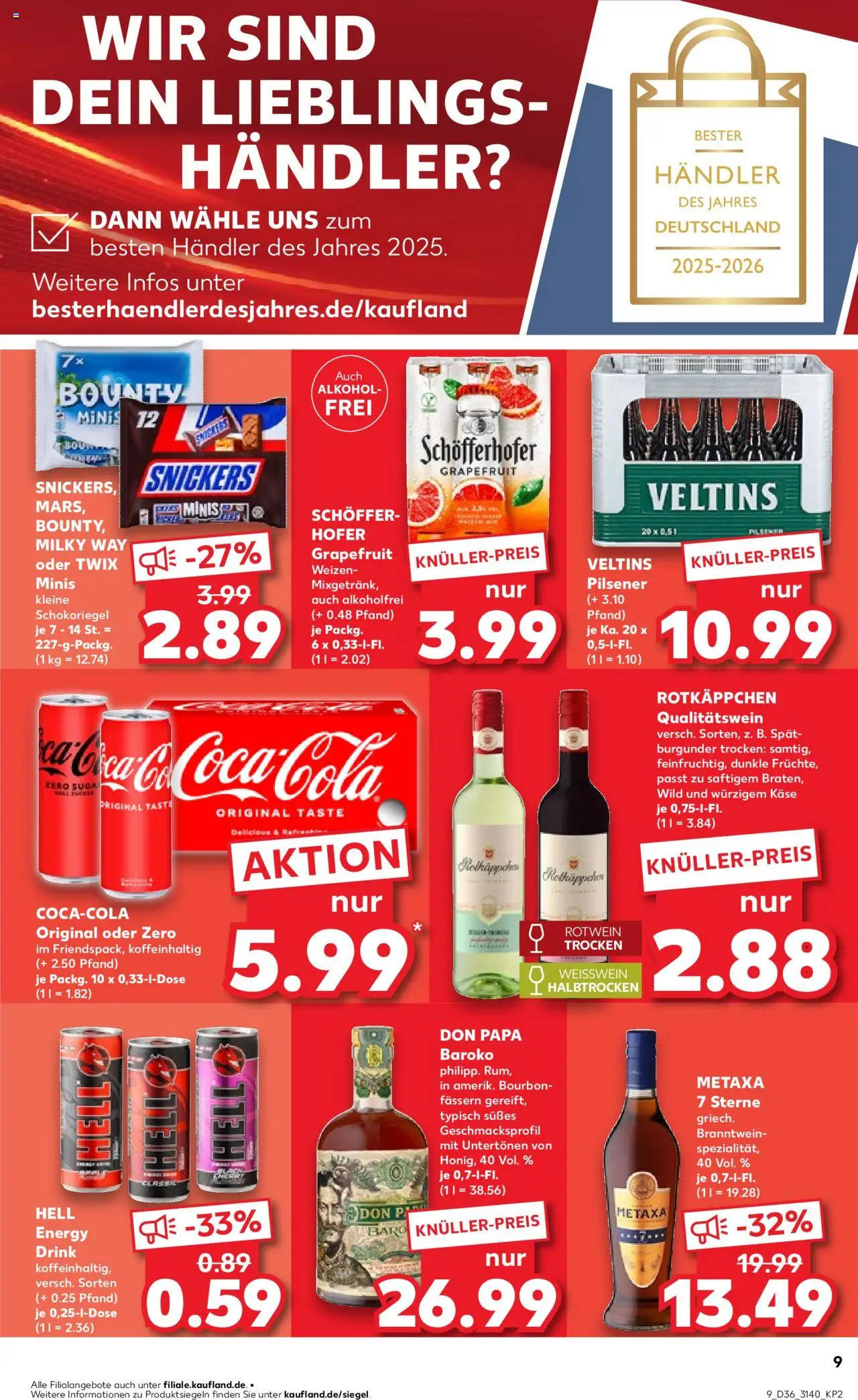 Kaufland prospekt Leipzig	 - gültig ab dem 04.09.2025 | Seite: 9 | Produkte: Energy, Weißwein, Twix, Veltins