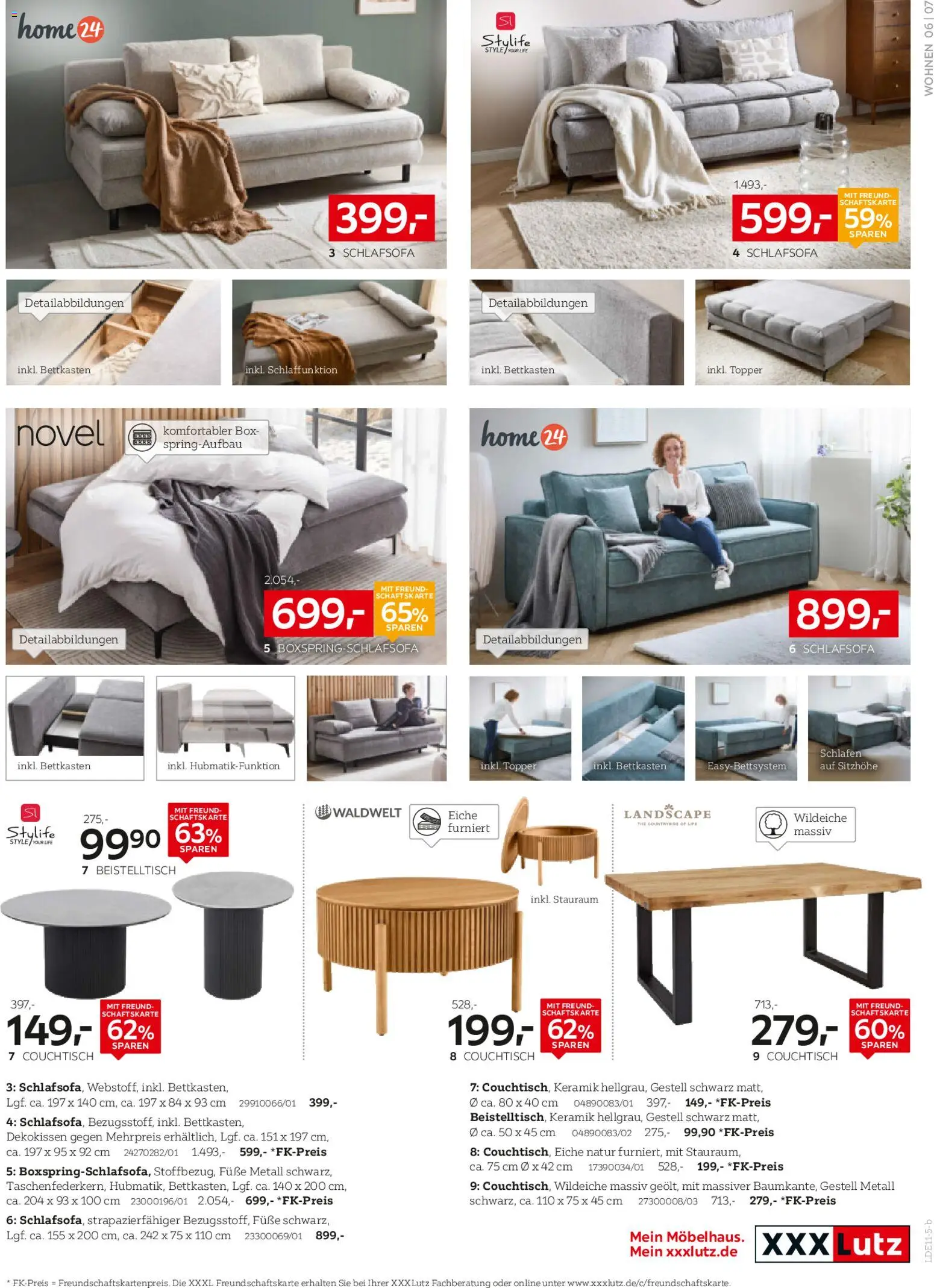 XXXL Lutz Nr. 1 beim Preis – gültig ab 02.11.2025 | Seite: 7 | Produkte: Schlafsofa, Beistelltisch, Couchtisch, Topper