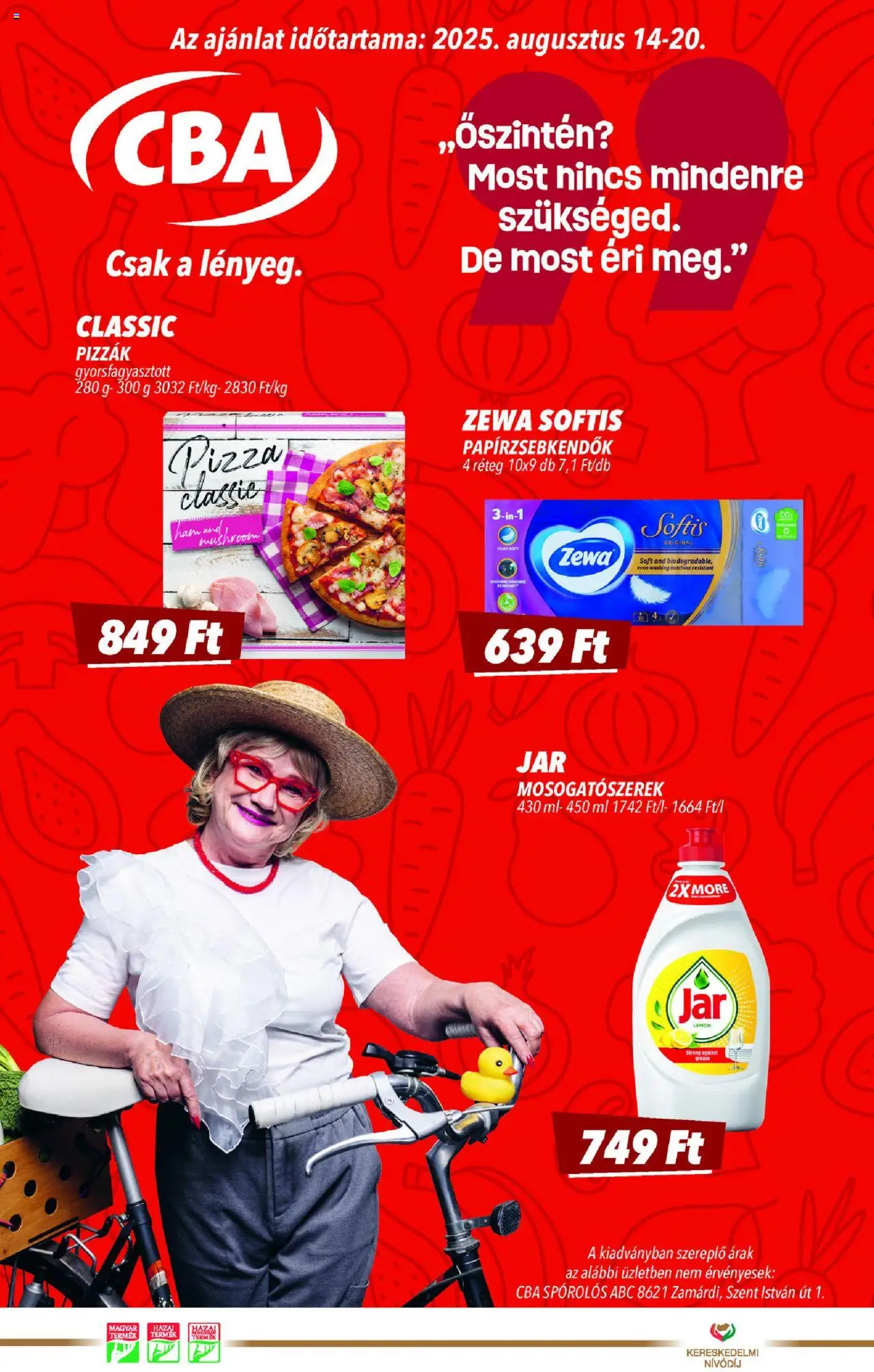 CBA akciós ujság - amely érvényes a következő dátumtól: 14.08.2025 | Oldal: 1 | Termékek: Pizza