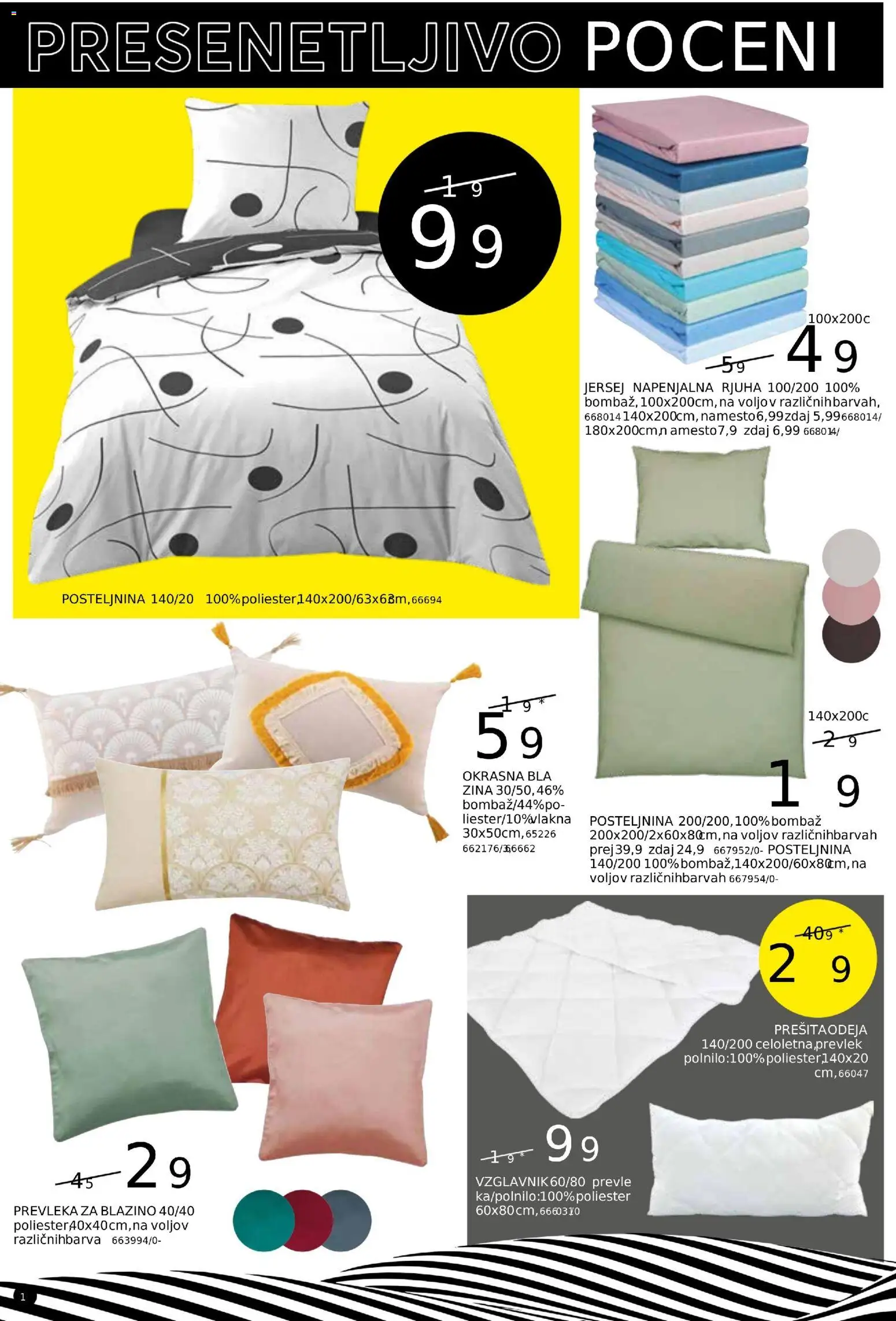 Novi Dipo katalog ponudbe – veljaven od 05.11.2025 | Stran: 9 | Izdelki: Vzglavnik, Prevleka, Posteljnina, Rjuha