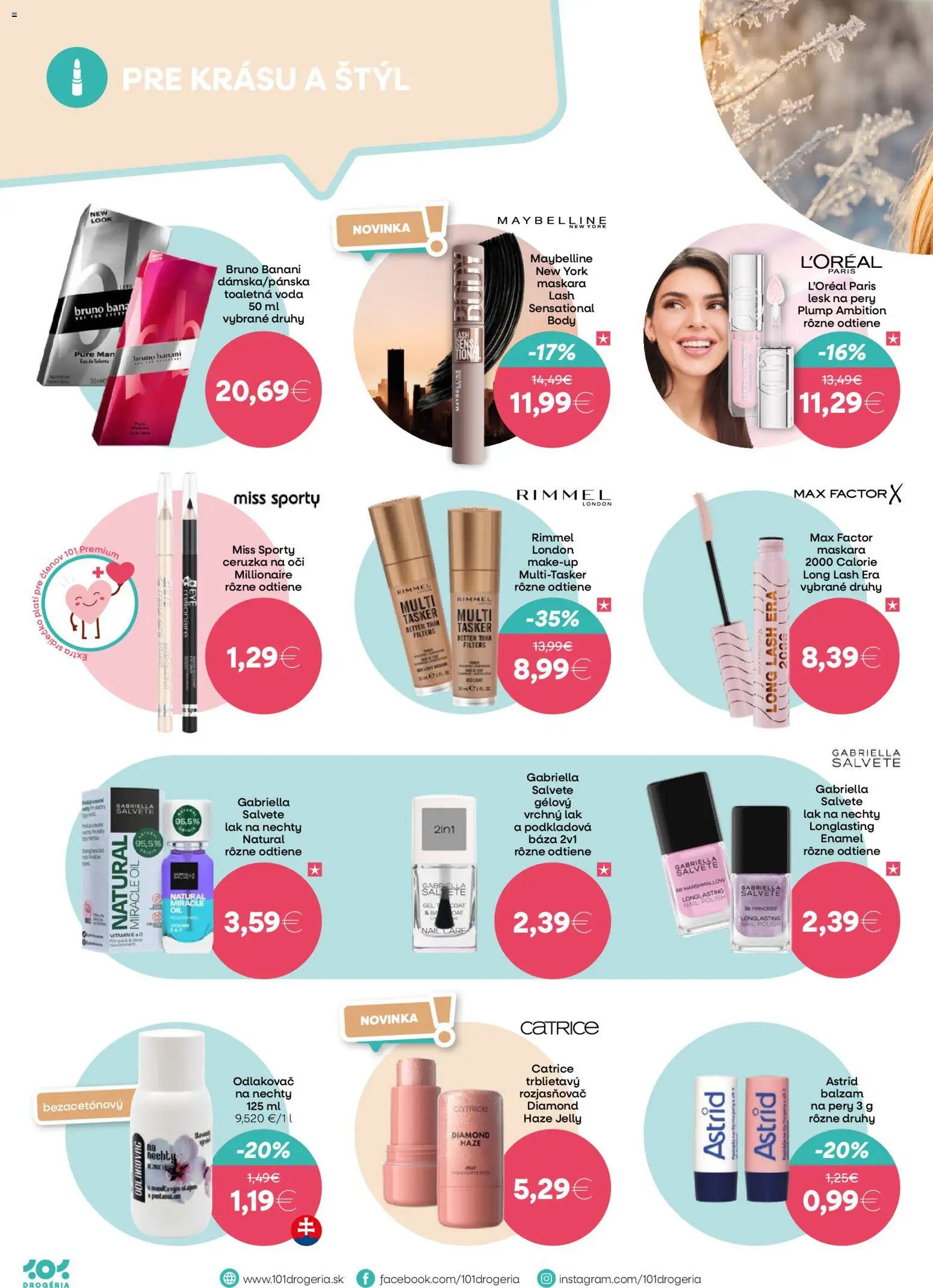 Nové 101 drogerie akcie – leták je platný od 07.01.2026 | Strana: 2 | Produkty: Toaletná voda, Rozjasňovač, Lak na nechty, Ceruzka