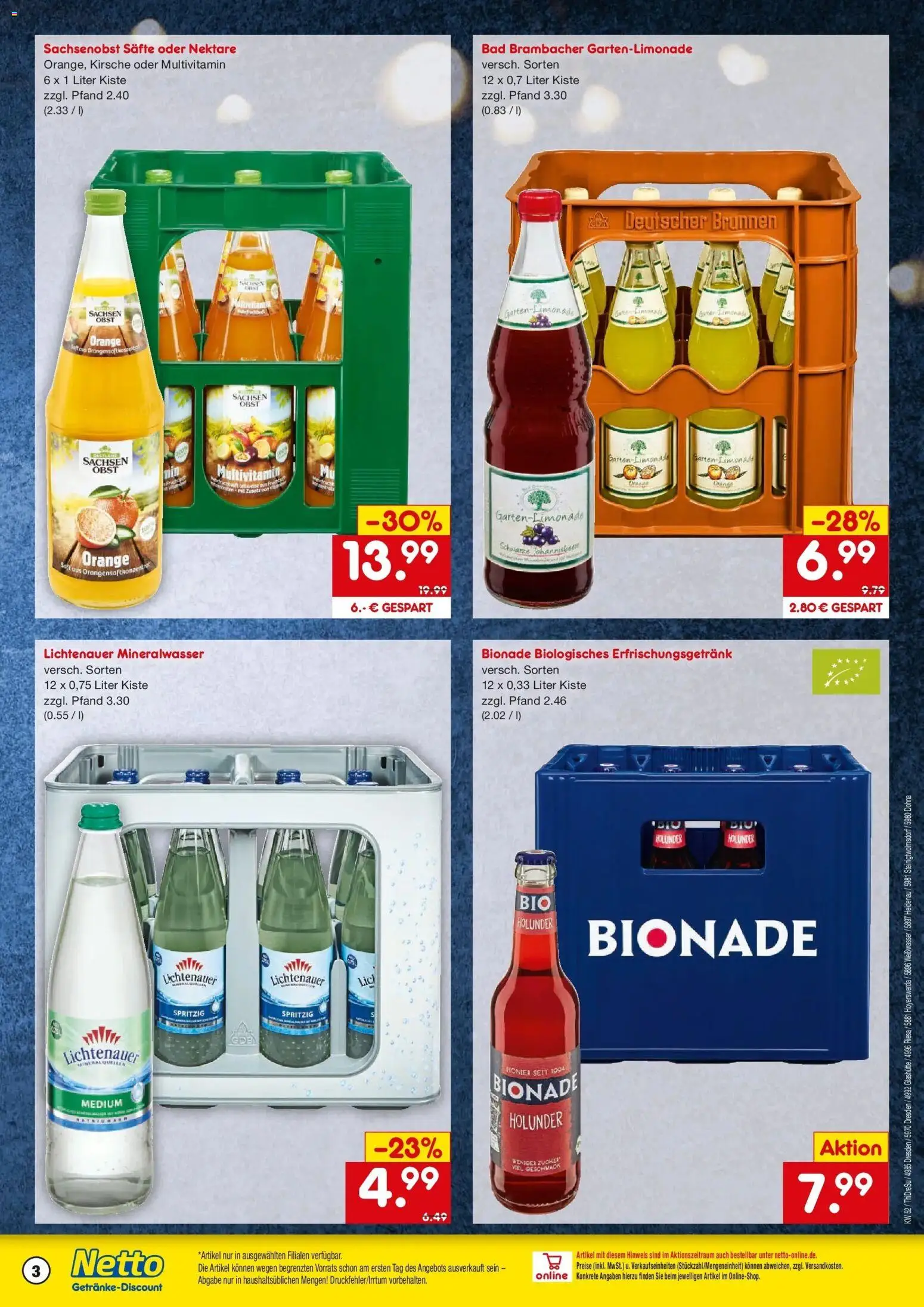 Netto Marken-Discount prospekt Riesa	 – gültig ab 22.12.2025 | Seite: 3 | Produkte: Bad, Bionade, Mineralwasser, Obst