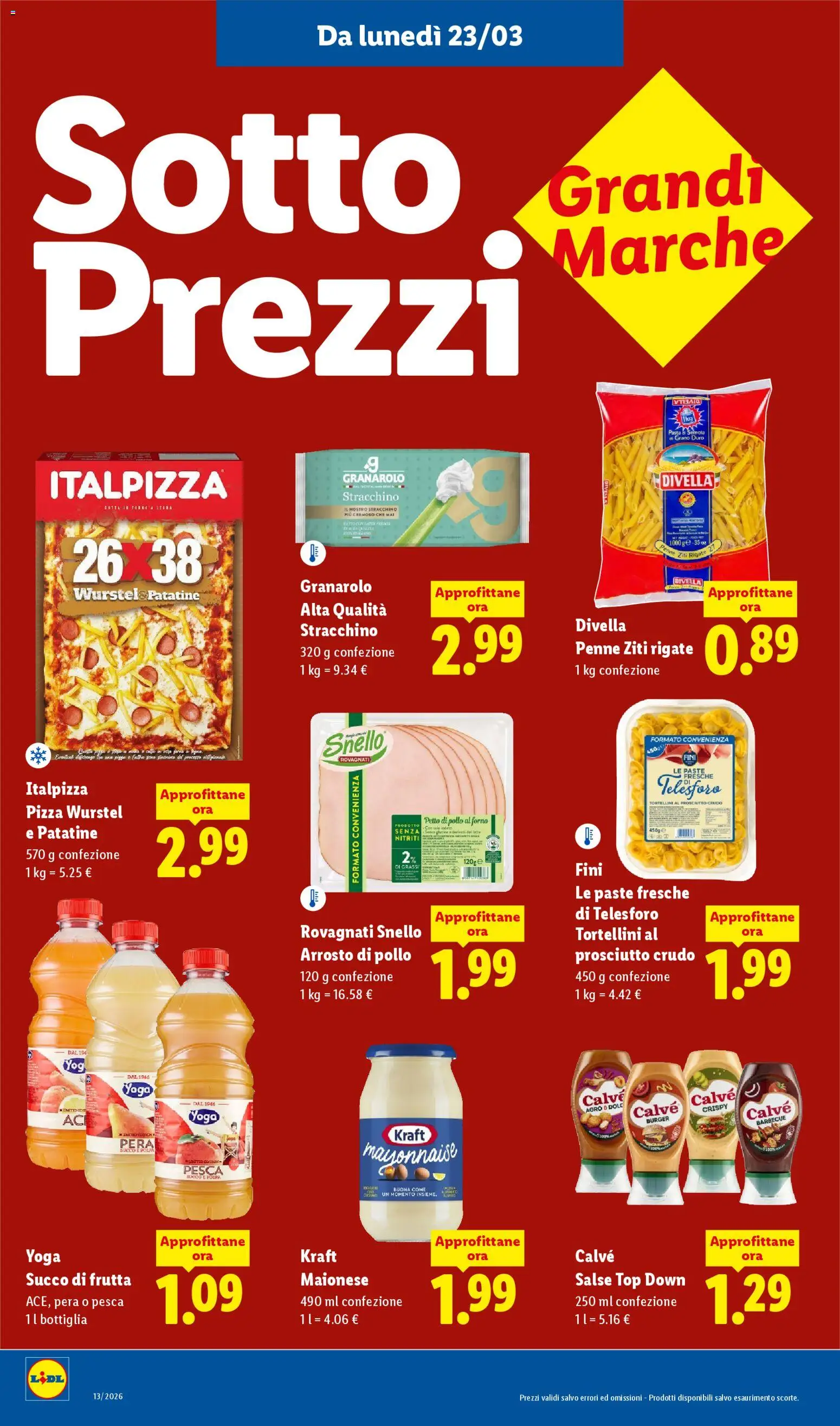 Volantino Lidl del 23.03.2026 | Pagina: 2 | Prodotti: Arrosto, Pollo, Pasta, Pesca