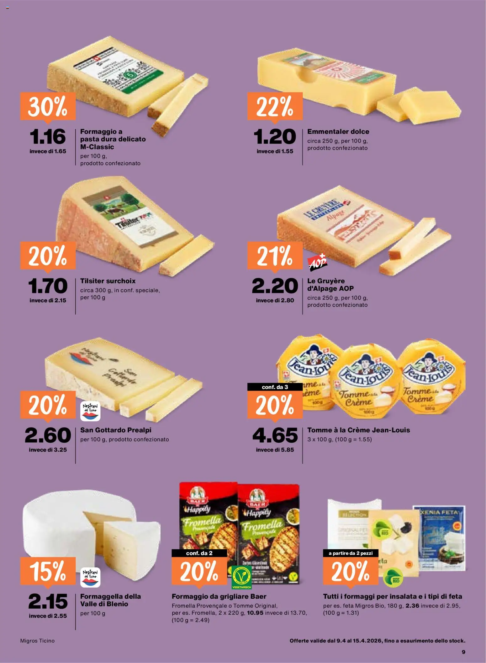 Migros aktionen IT – gültig ab 09.04.2026 | Seite: 9 | Produkte: Feta, Pasta, Creme