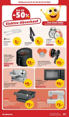 Penny Markt Flugblatt ab 23.10.2025 gültig | Seite: 22 | Produkte: Mikrowelle, Grill, Nähmaschine
