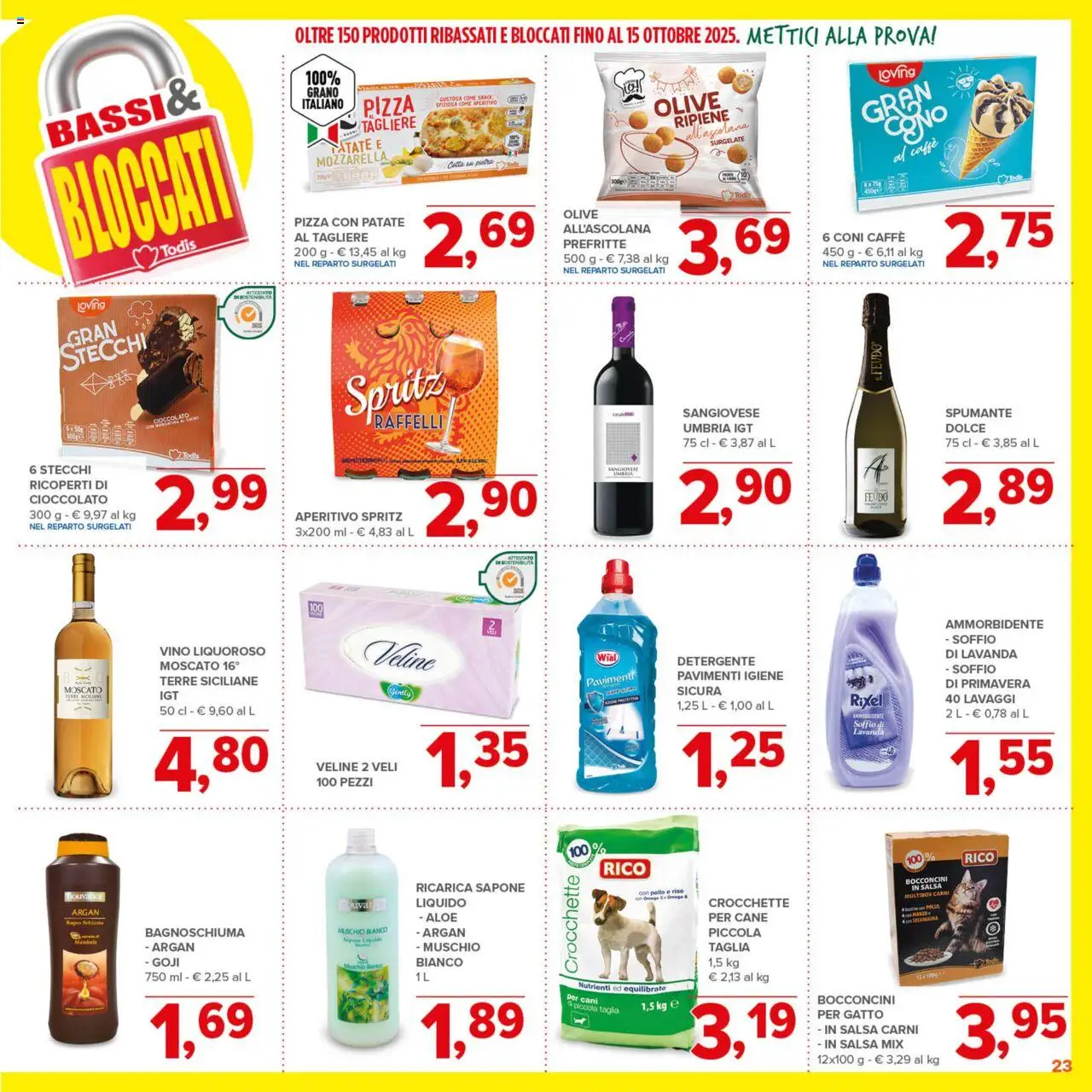 Volantino Todis del 18.09.2025 | Pagina: 23 | Prodotti: Veline, Detergente, Salsa, Olive