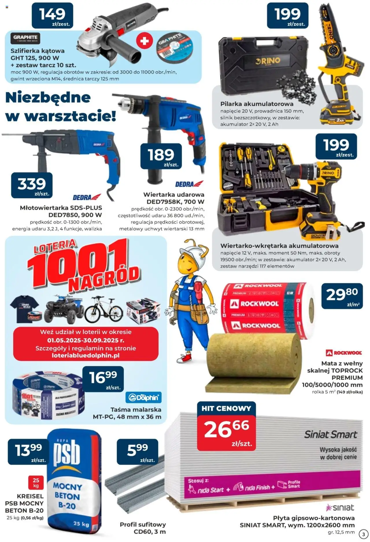 Mrówka Gazetka - Łęczyca, Tumska 3 od 23.08.2025 | Strona: 3 | Produkty: Młotowiertarka, Walizka, Zestaw narzędzi, Szlifierka