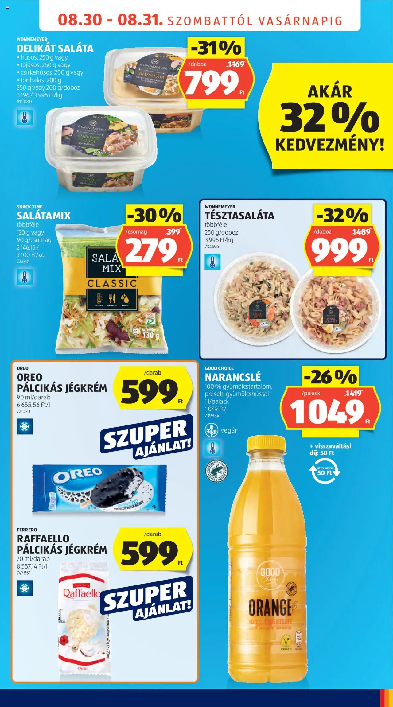 Aldi akciós ujság - amely érvényes a következő dátumtól: 30.08.2025 | Oldal: 7 | Termékek: Csirkehús, Vegán, Narancslé, Pálcikás jégkrém