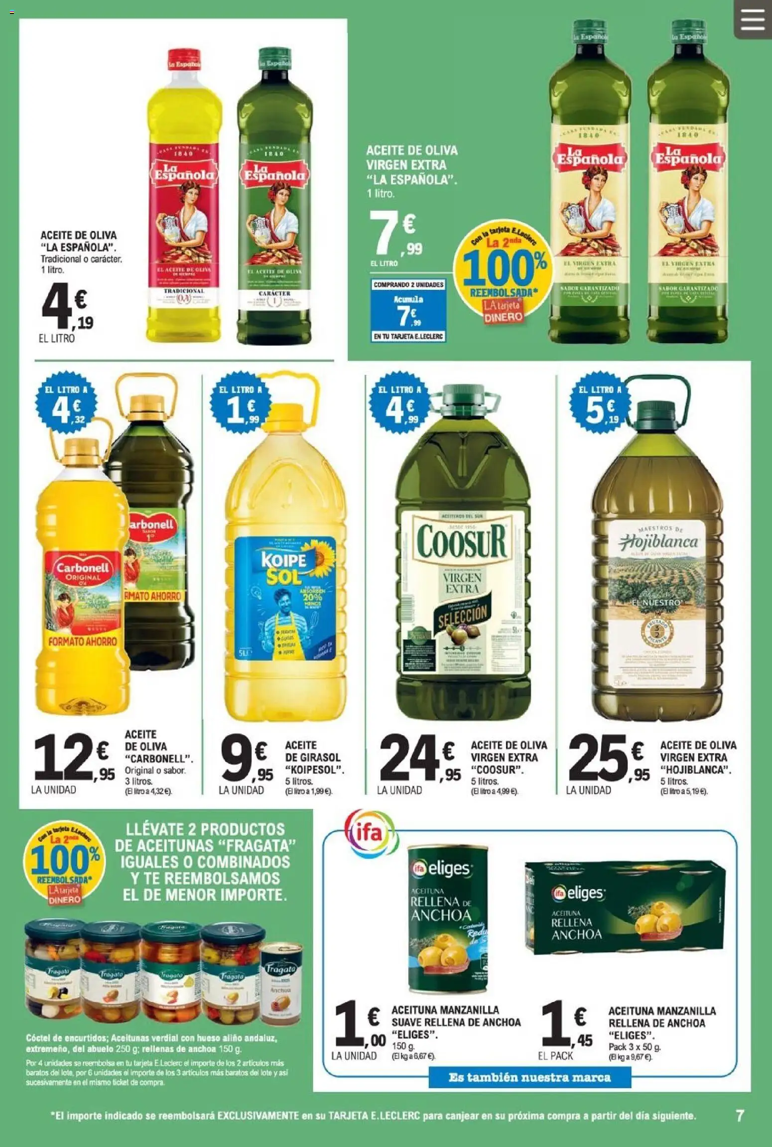 E.Leclerc folleto │ válido desde el 08.04.2026 | Página: 7 | Productos: Aceite, Aceite de oliva, Aceite de oliva virgen extra, Anchoa