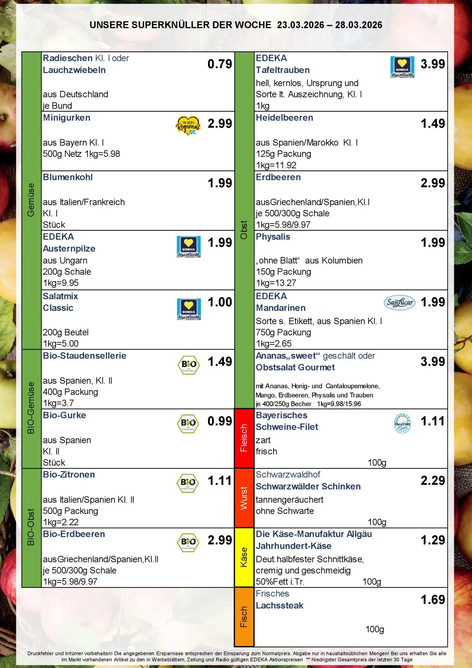 Simmel Bayern – gültig ab 23.03.2026 | Seite: 8 | Produkte: Mandarinen, Heidelbeeren, Schinken, Fleisch