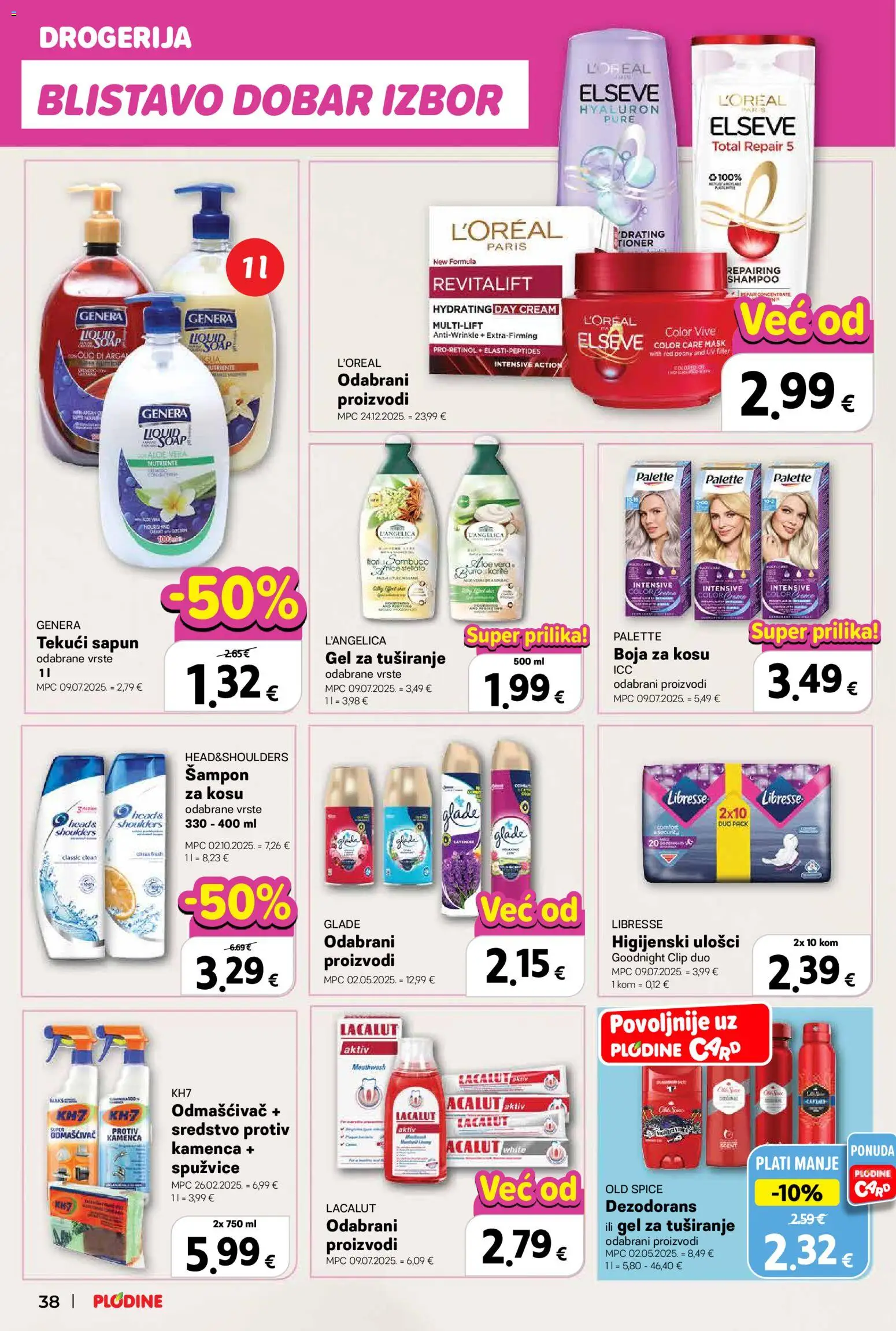 Plodine katalog | vrijedi od 11.03.2026 | Stranica: 38 | Proizvodi: Boja za kosu, Gel za tuširanje, Libresse, L'Angelica