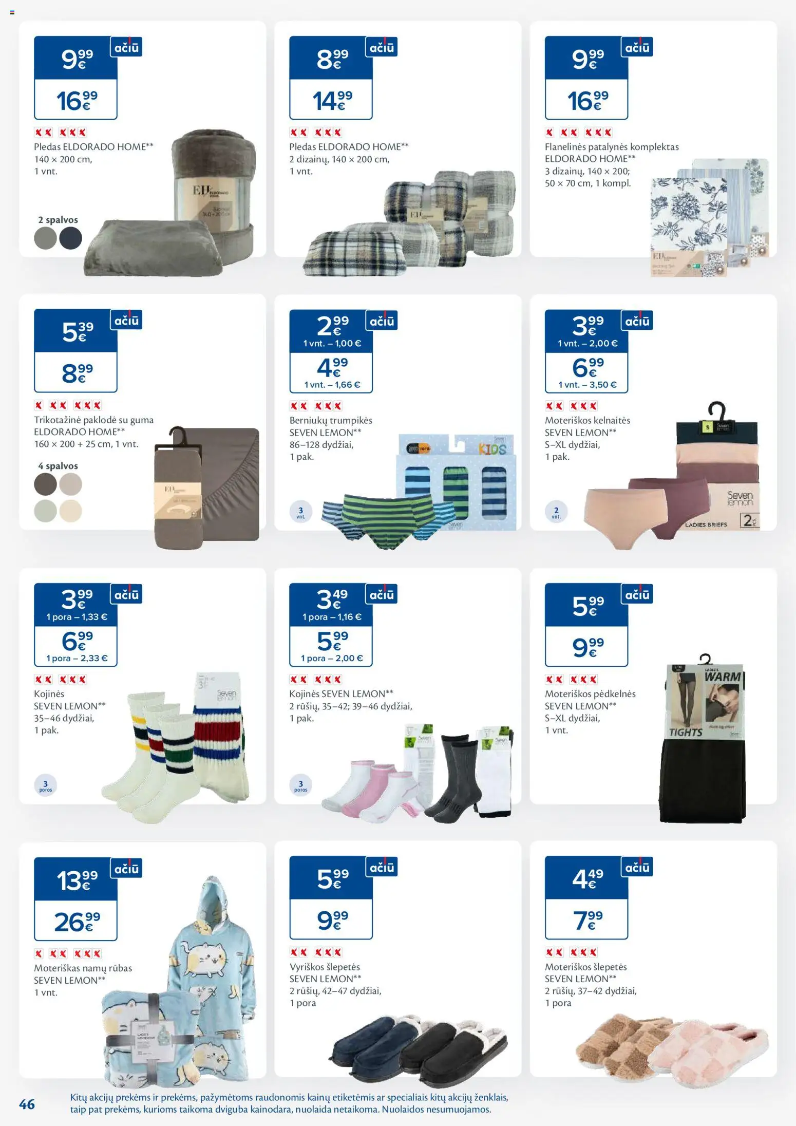 MAXIMA akcijos nuo 28.10.2025 | Puslapis: 46 | Prekių: Kojinės, Trumpikės, Šlepetės, Patalynės komplektas