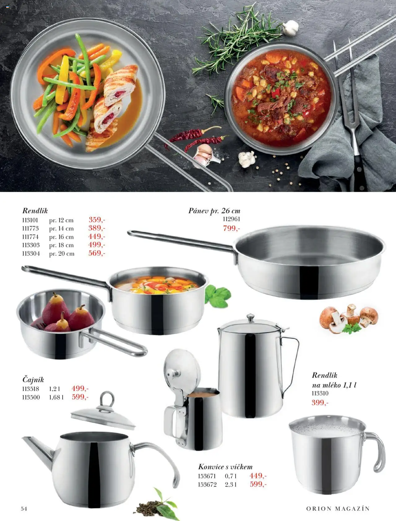 Orion katalog - Podzim/zima od 23.09.2025 | Strana: 54 | Produkty: Mléko, Pánev, Konvice, Rendlík