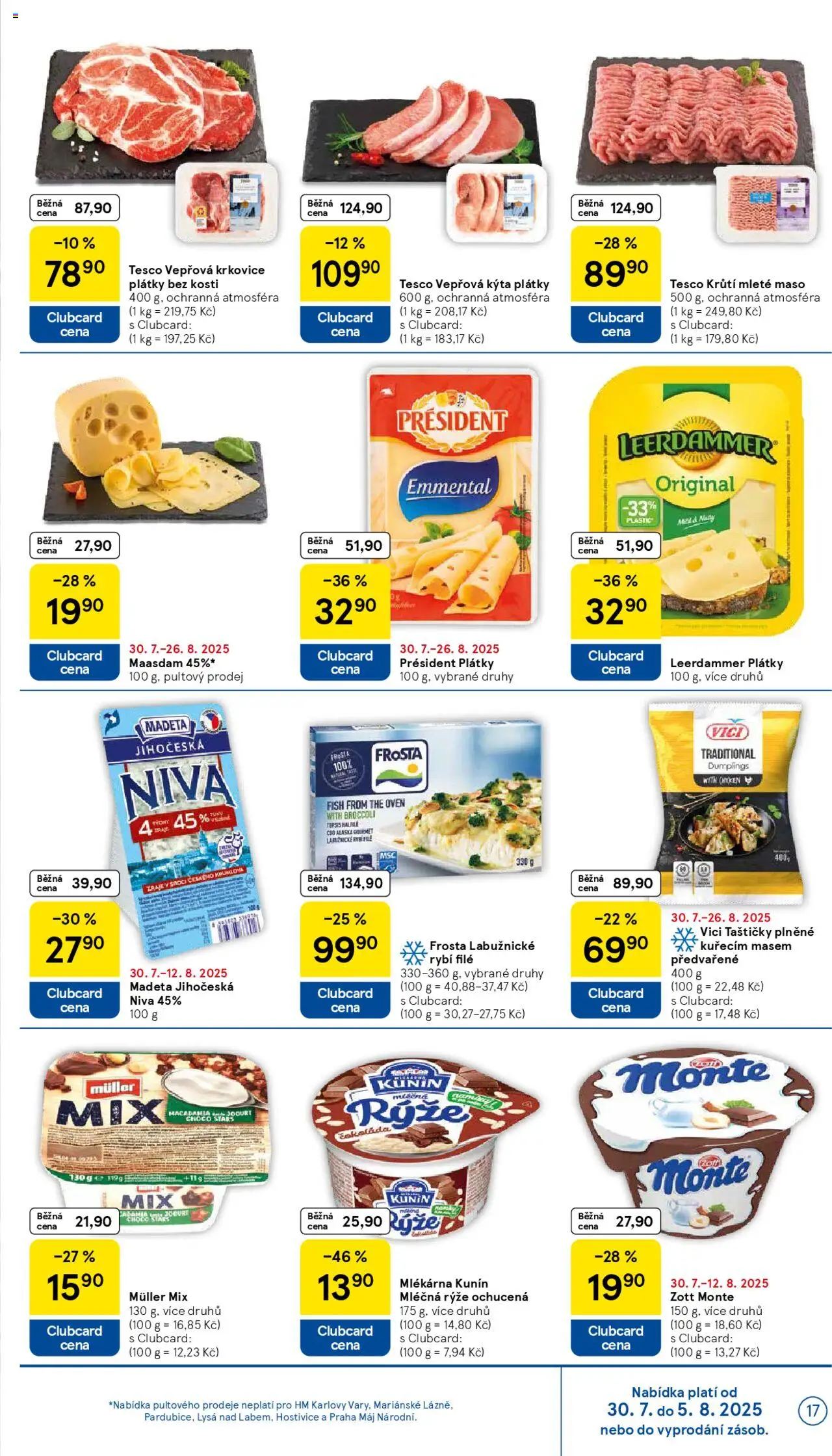 Tesco leták - Hypermarket od 30.07.2025 | Strana: 17 | Produkty: Jogurt, Rybí filé, Vepřová Kýta, Niva