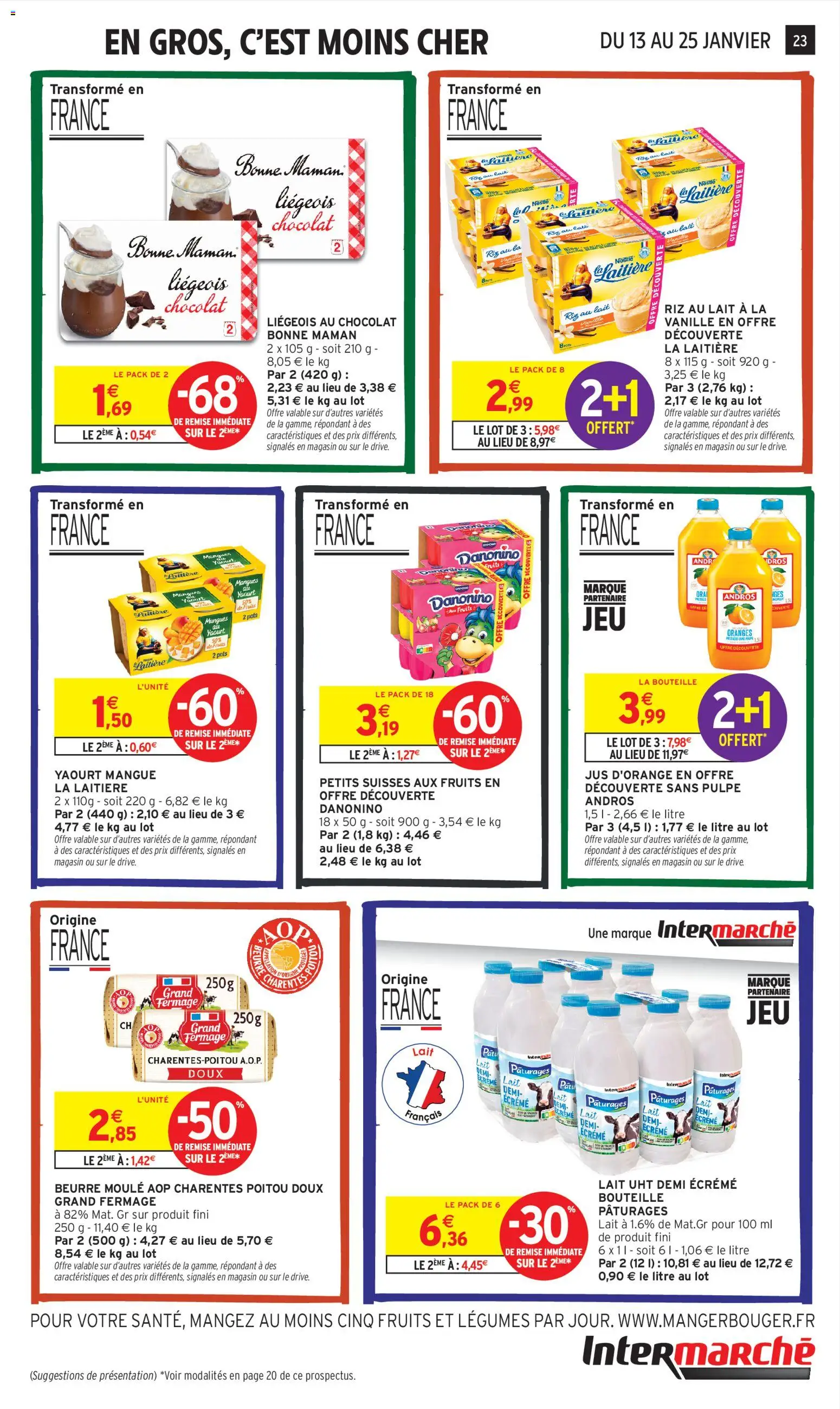 {H1} | Page: 23 | Produits: Orange, Lait uht demi ecreme, Jus, Riz