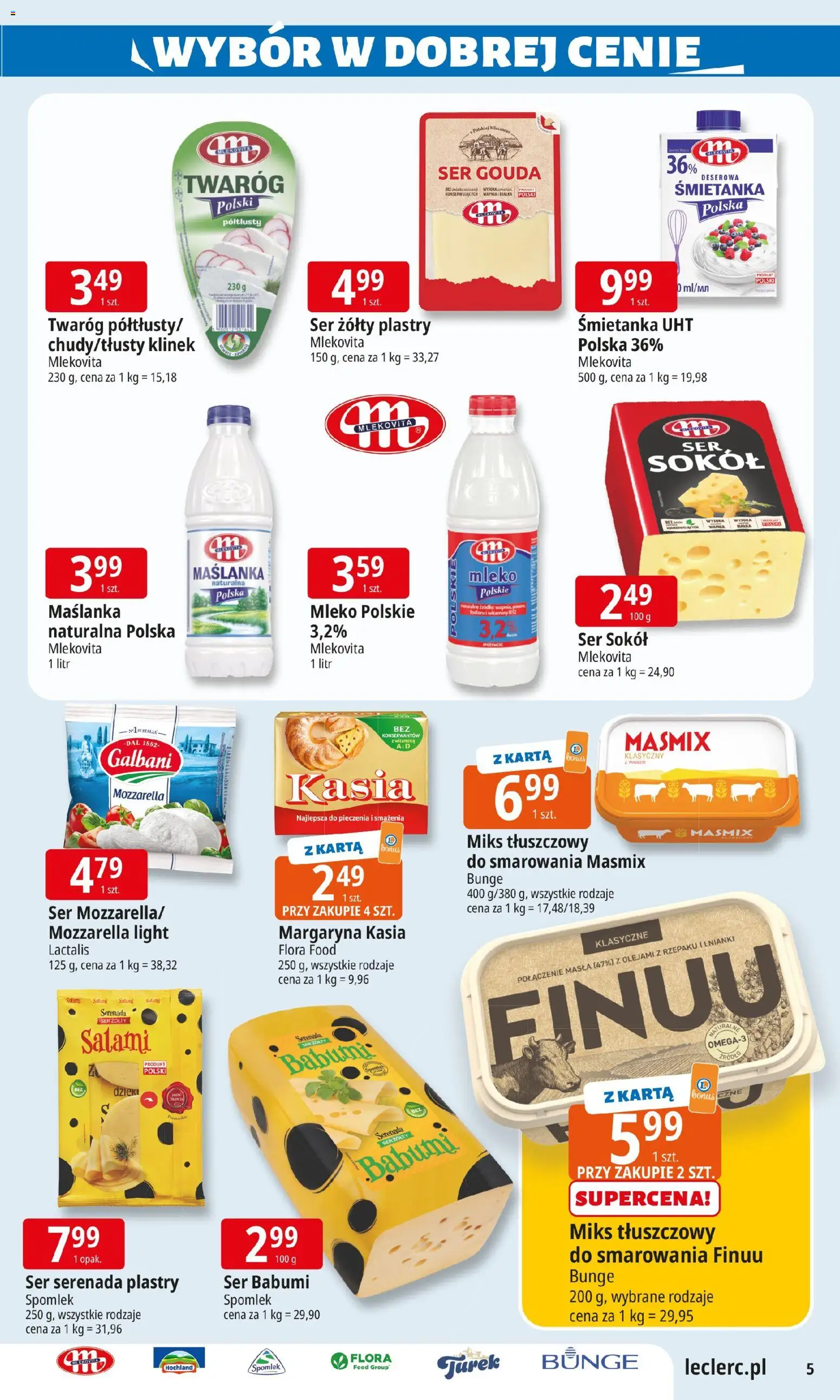E.Leclerc Gazetka - Elbląg od 13.01.2026 | Strona: 5 | Produkty: Ser żółty, Margaryna kasia, Mleko, Ser gouda